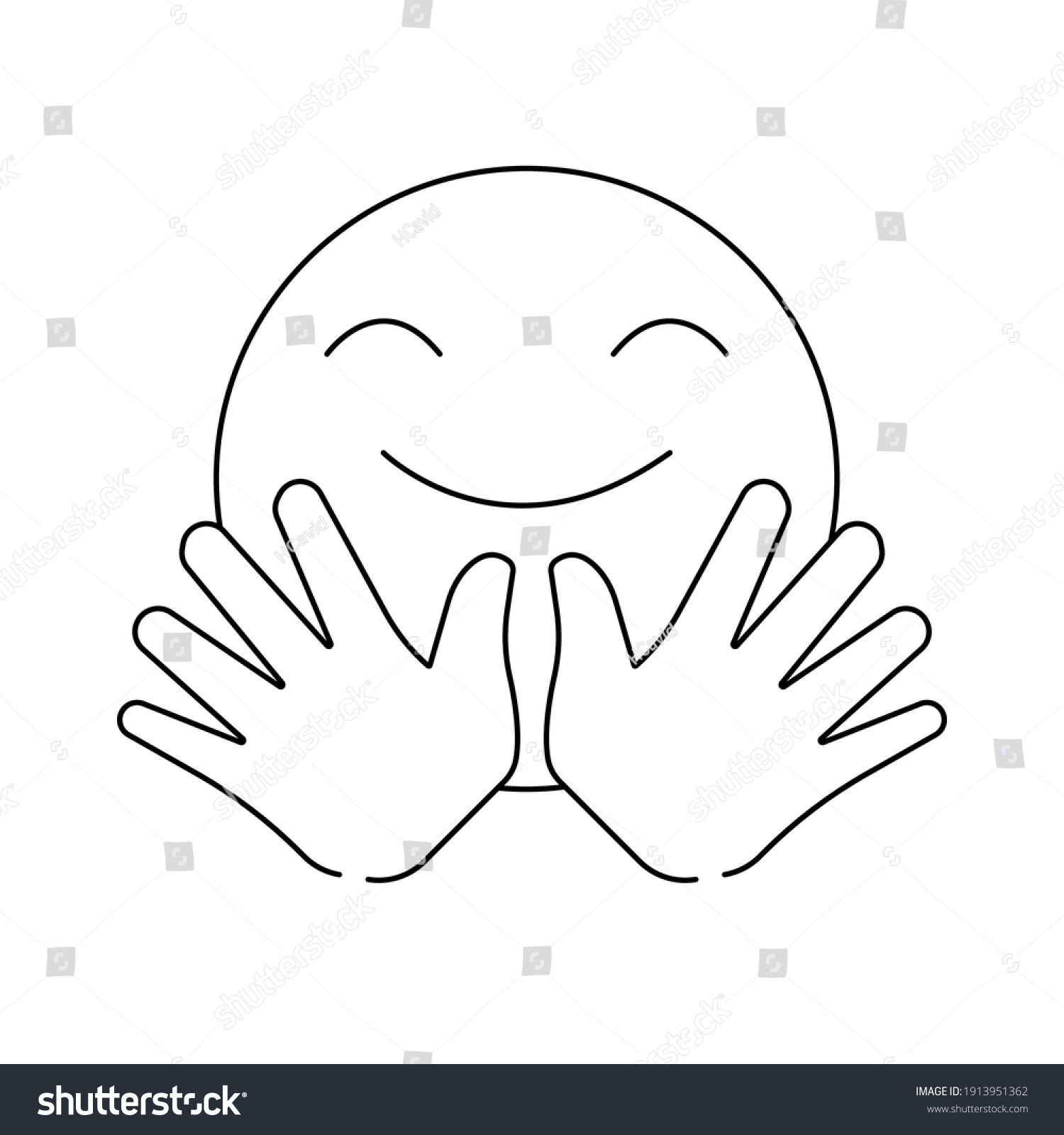 Smiling Face Reaching Hug Emoji Outline Stock Vector (Royalty Free ...