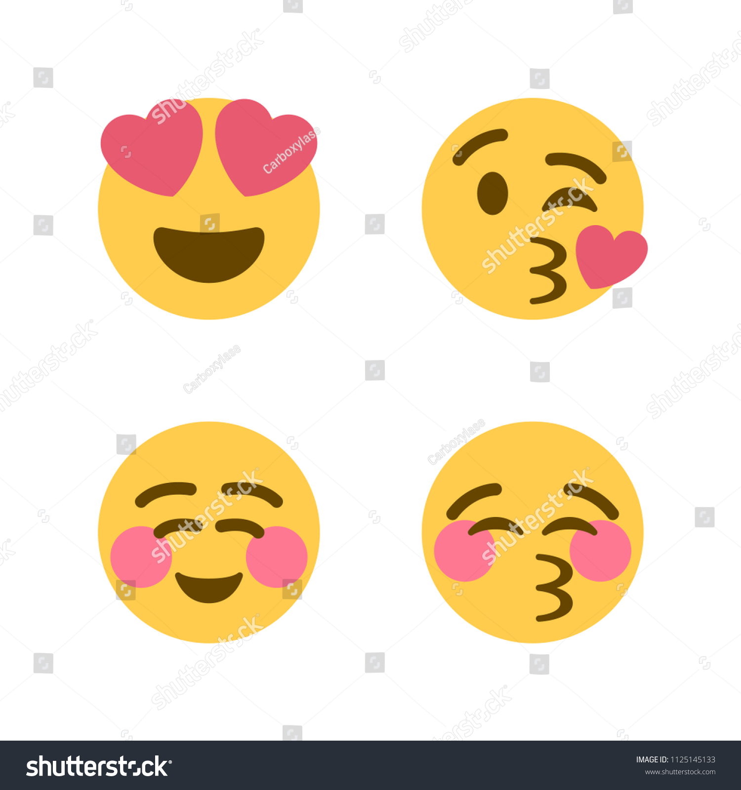 SVG of Smiling Face with Heart-Eyes, Blowing a Kiss, Smiling Face, Kissing Face with Closed Eyes. Vector illustration love, heart smiling emojis, emoticons icons, symbols, faces set, group. svg