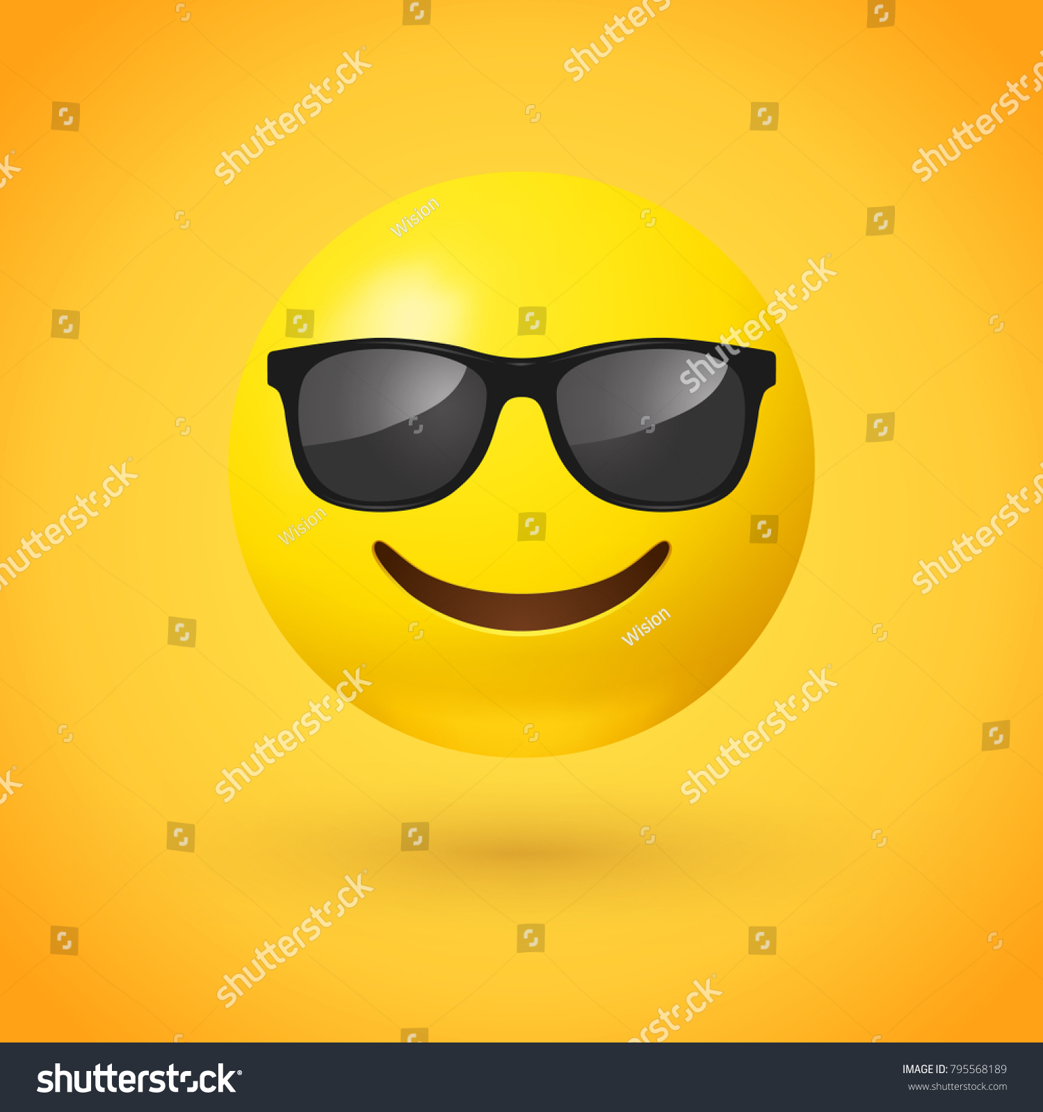 Smilende ansikt med solbriller Emoji - (royaltyfri) 795568189