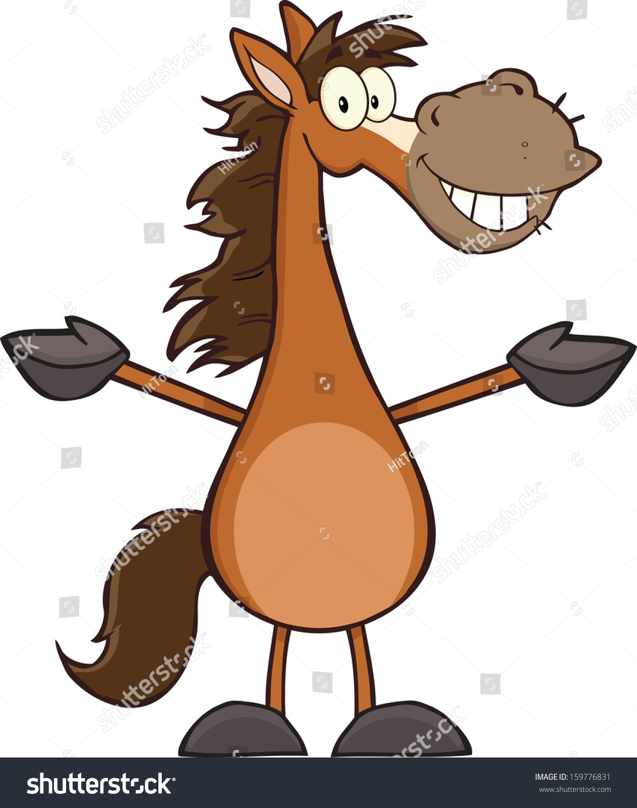 Smiling Horse Cartoon Mascot Character Open Stock Vector 159776831 ...