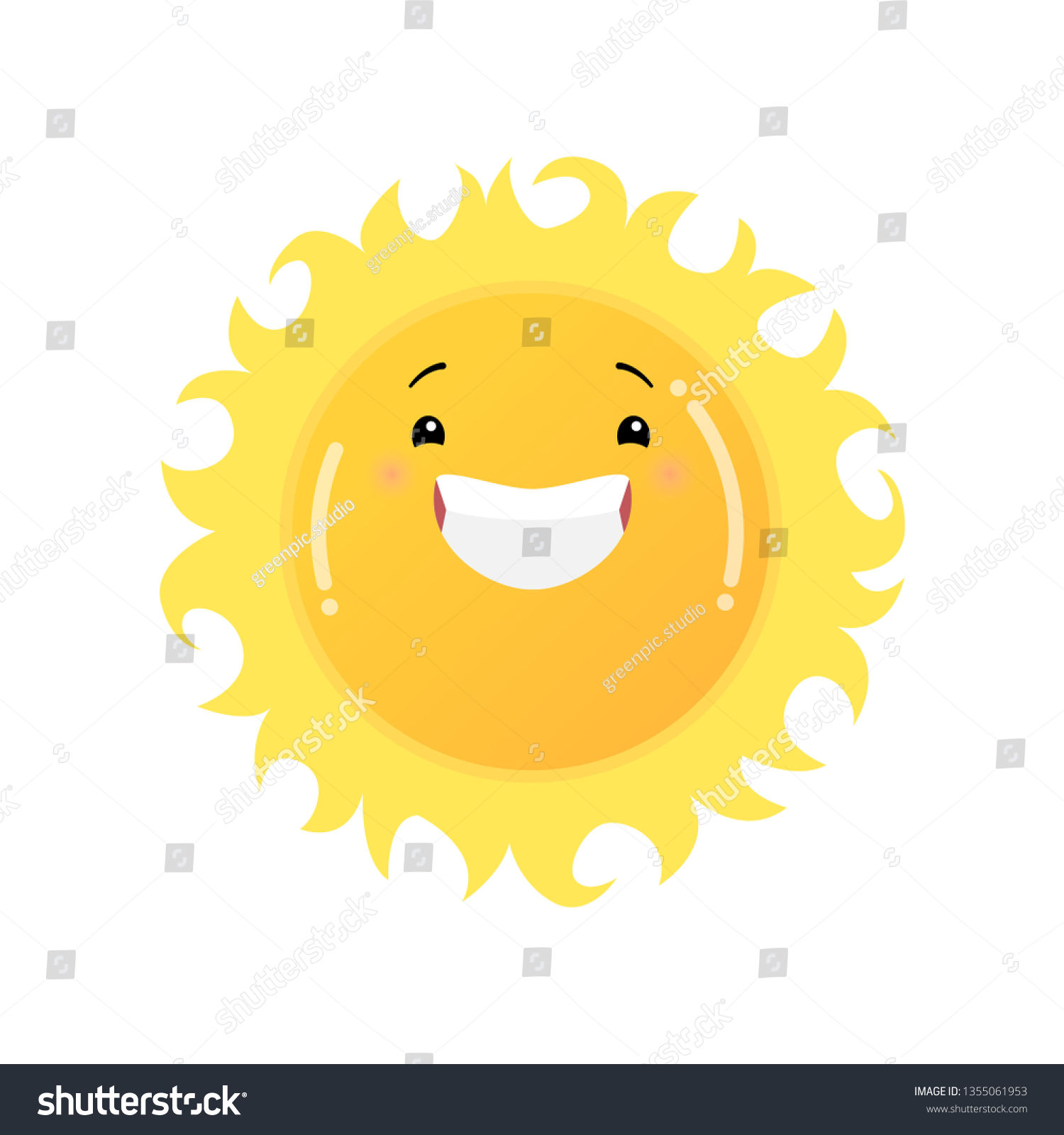 Smiling Laughing Yellow Sun Emoji Sticker Stock Vector (Royalty Free ...