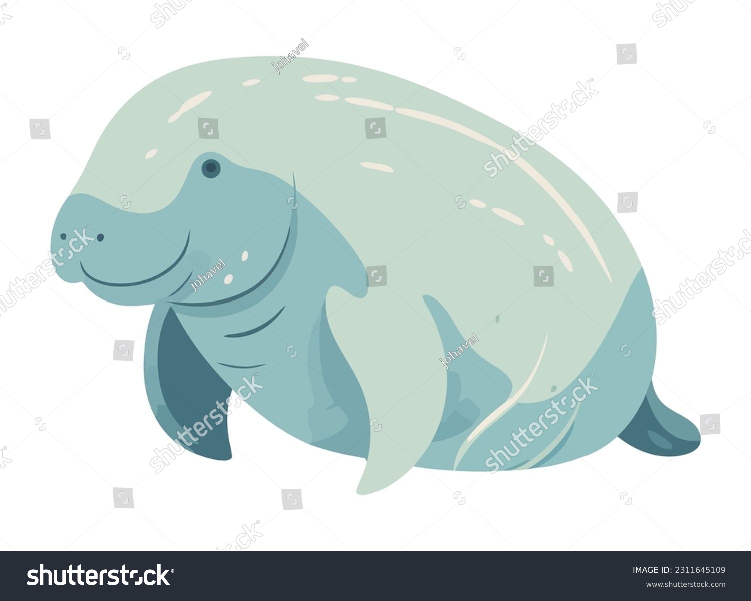 SVG of Smiling manatee cute animal icon isolated svg