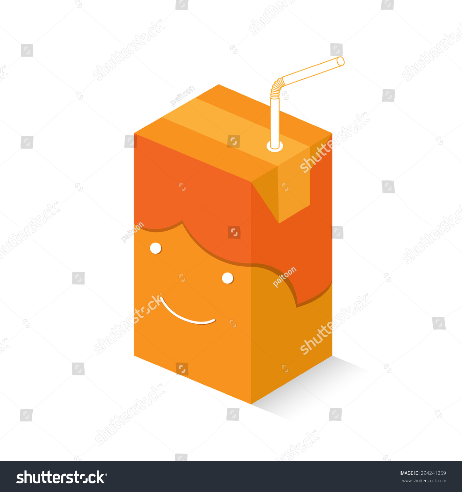 SVG of Smiling orange juice box boy with shadow and straw svg