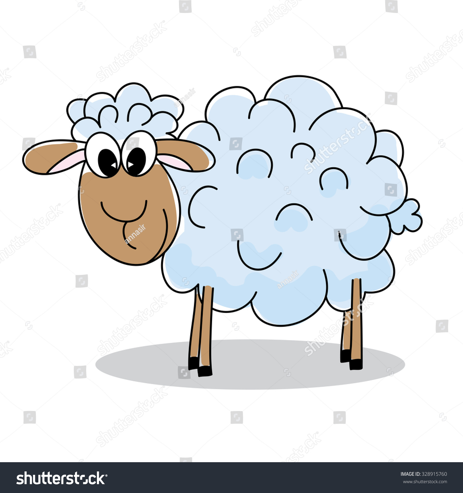 Smiling Sheep Cartoon On White Background Stock Vector Illustration ...