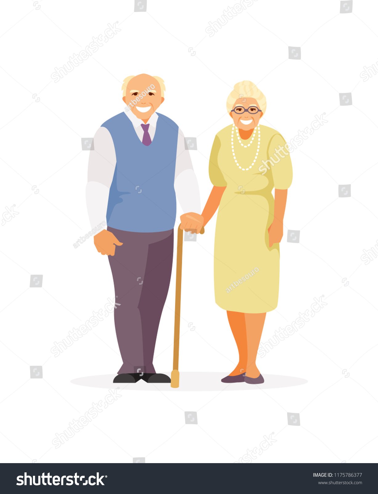 Smiling Standing Old People Grandma Grandpa Stock Vector Royalty Free 1175786377 Shutterstock 2987