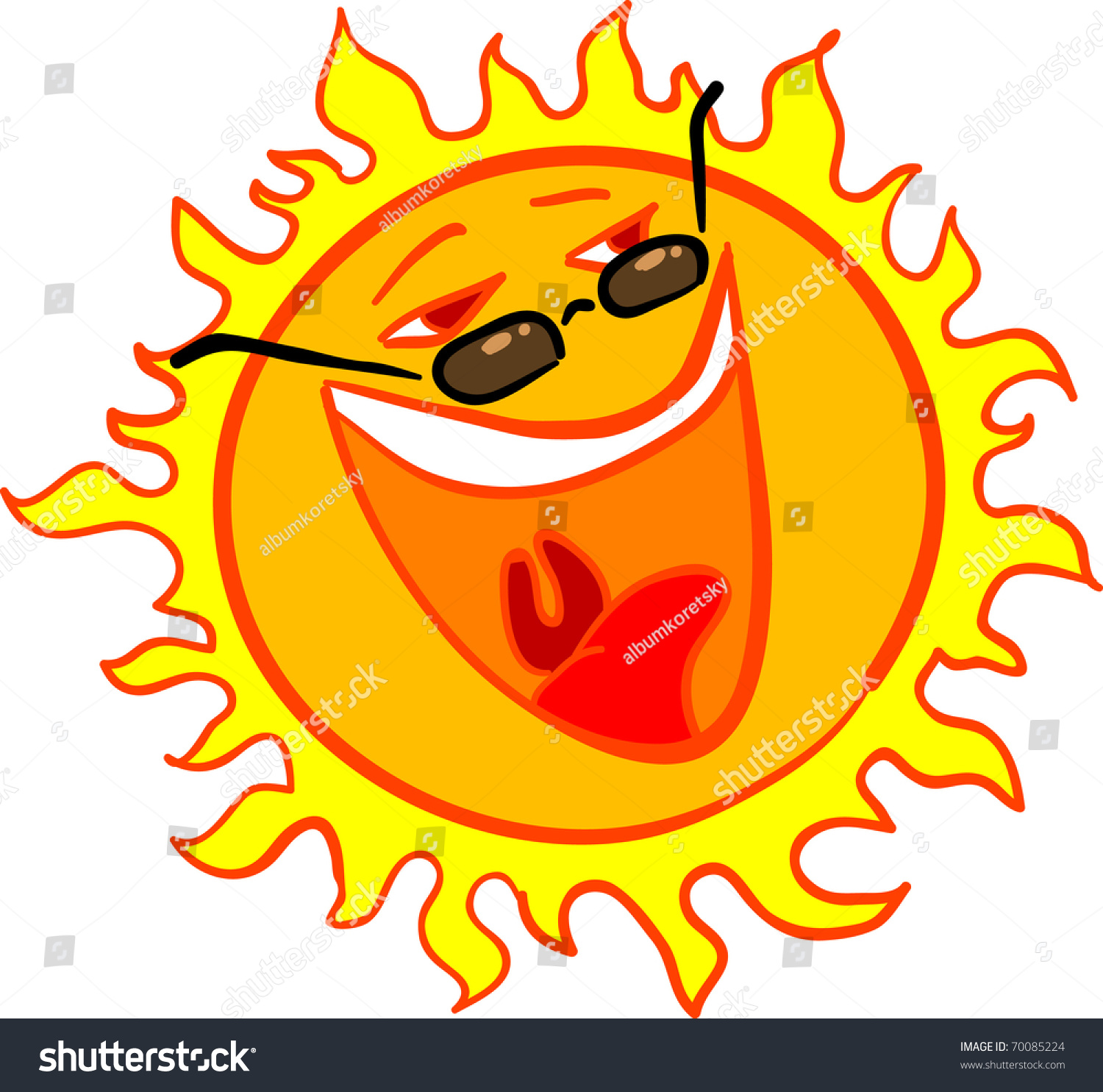 Smiling Sun Stock Vector 70085224 - Shutterstock