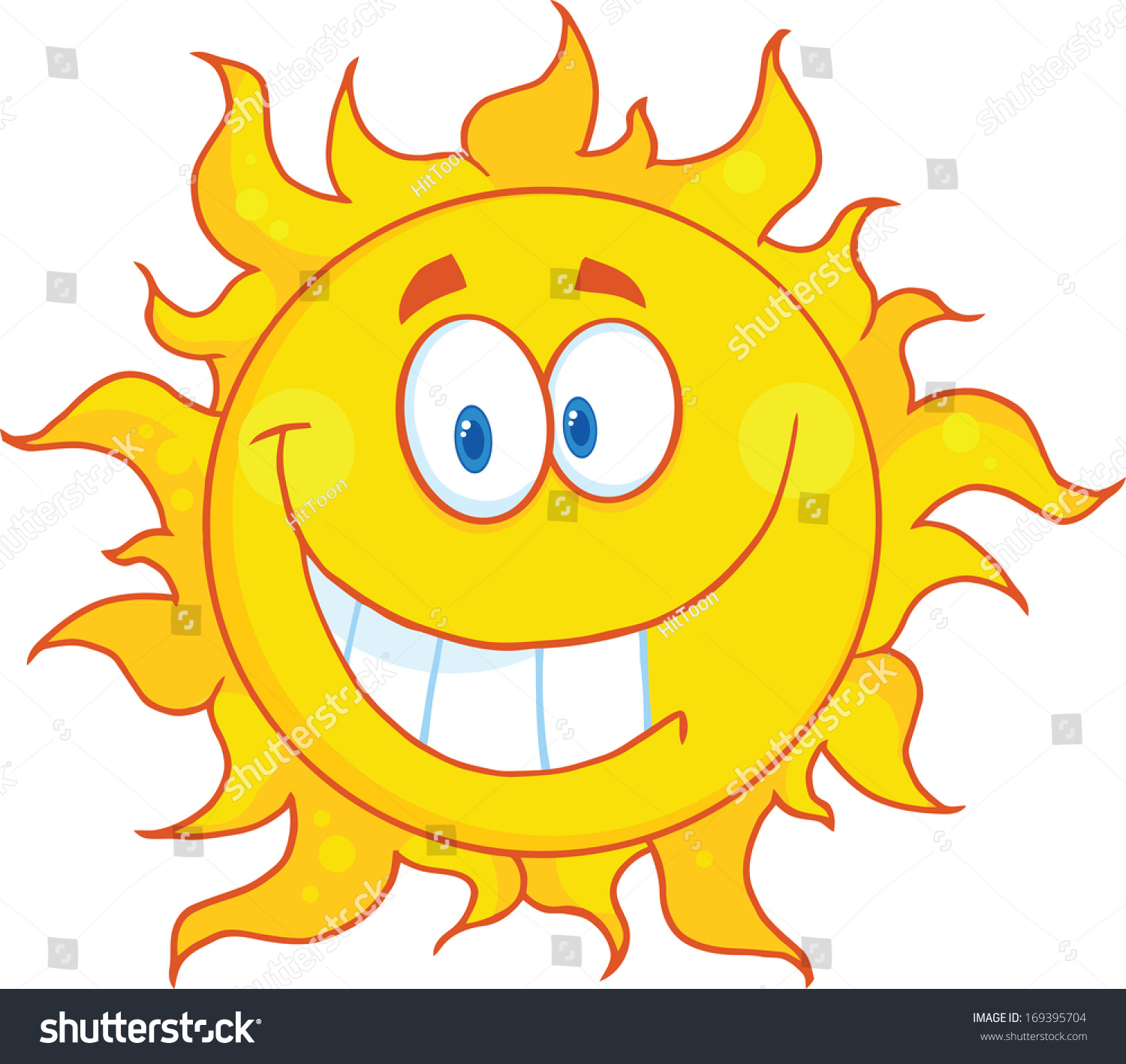 Smiling Sun Cartoon Mascot Character. Vector Illustration Isolated On ...