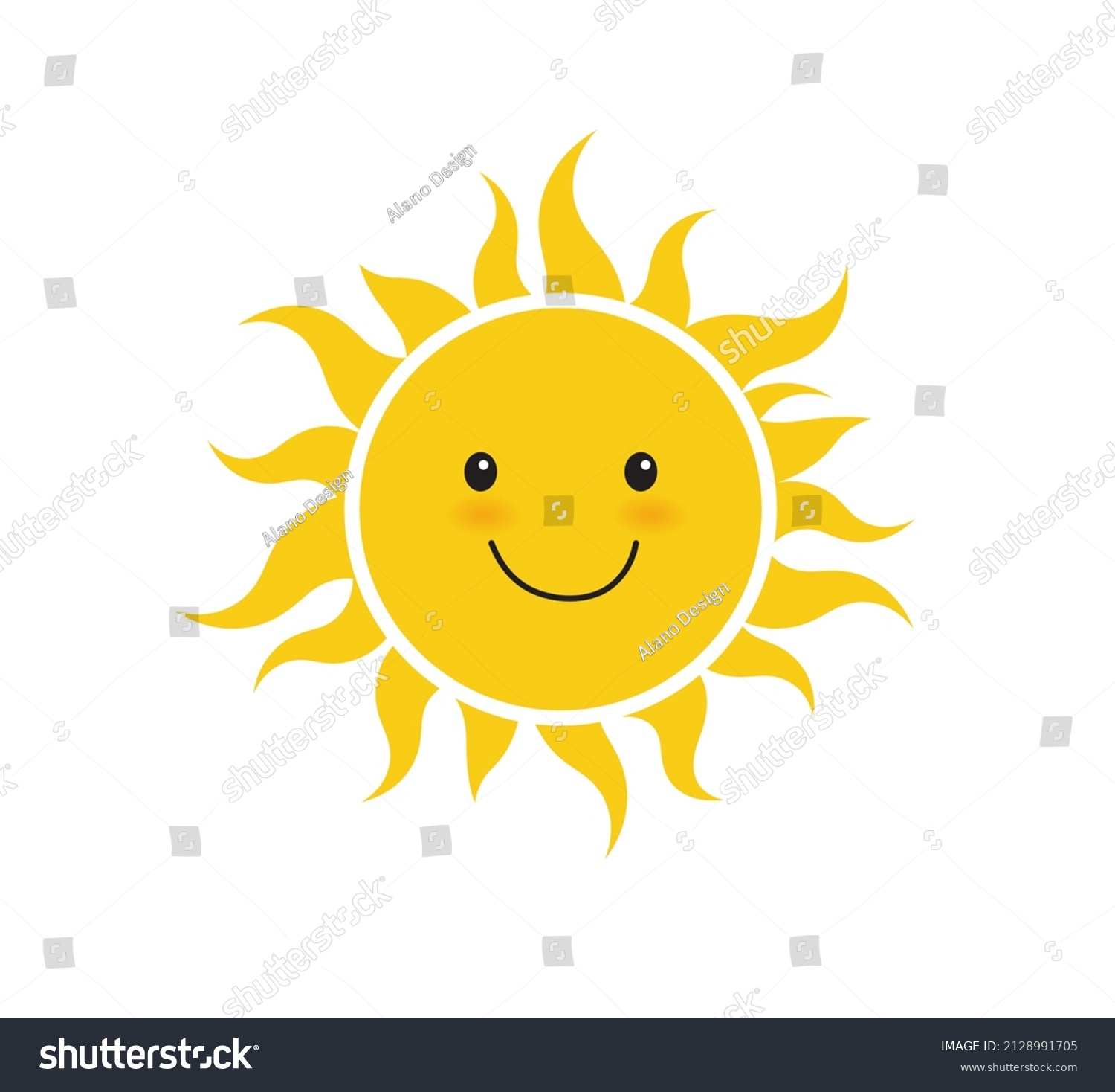 Smiling Sun Sun Character On White Stock Vector (Royalty Free ...