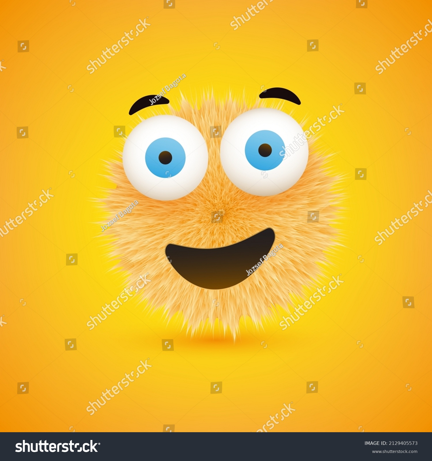 Smiling Surprised Hairy Ball Emoji Pop Stock Vector (Royalty Free ...