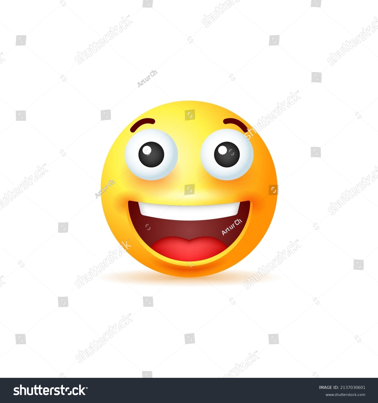 Smiling Yellow Emoji Isolated On White Stock Vector (Royalty Free ...