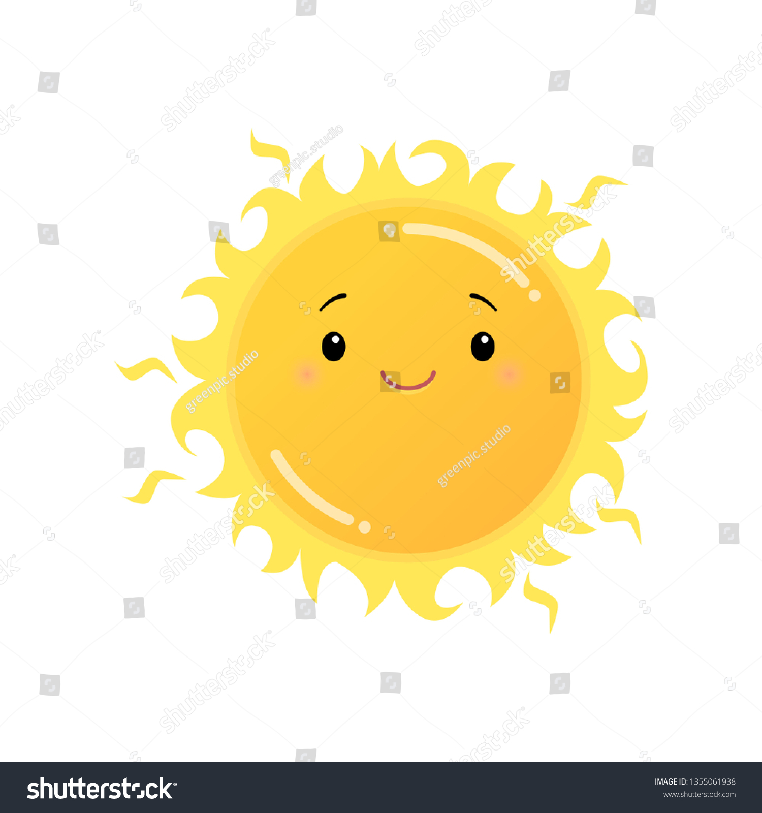 Smiling Yellow Sun Emoji Sticker Isolated Stock Vector (Royalty Free ...