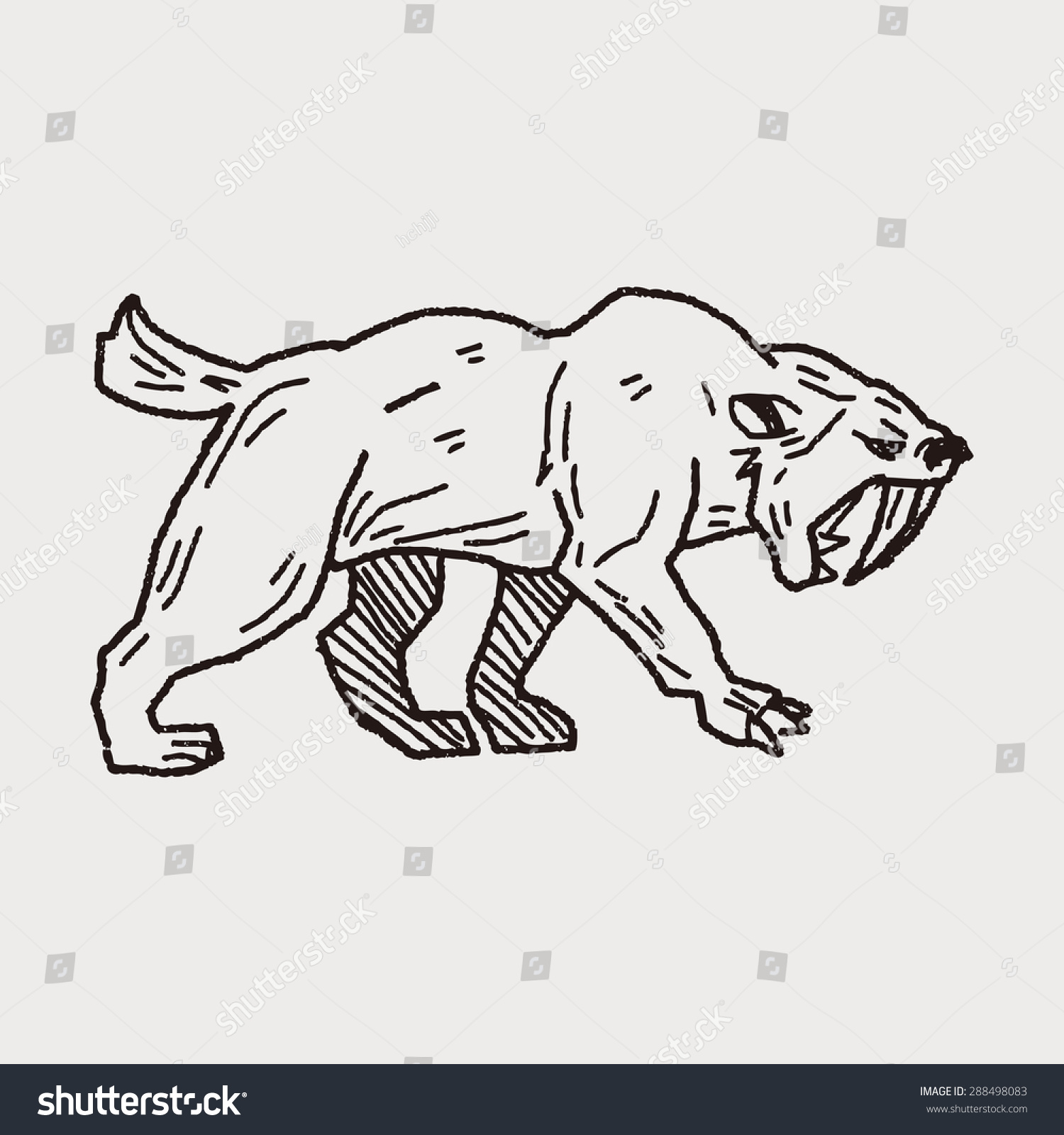 Smilodon Doodle Stock Vector Illustration 288498083 : Shutterstock