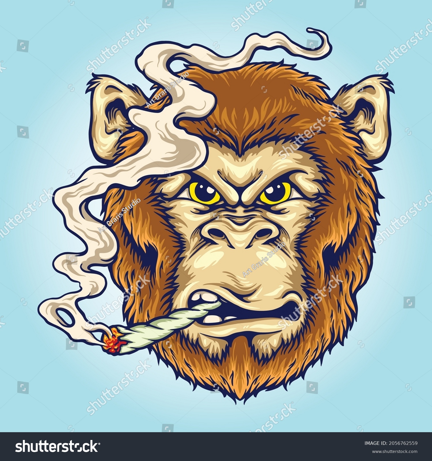 SVG of Smoke Angry Monkey Vector illustrations for your work Logo, mascot merchandise t-shirt, stickers and Label designs, poster, greeting cards advertising business company or brands. svg