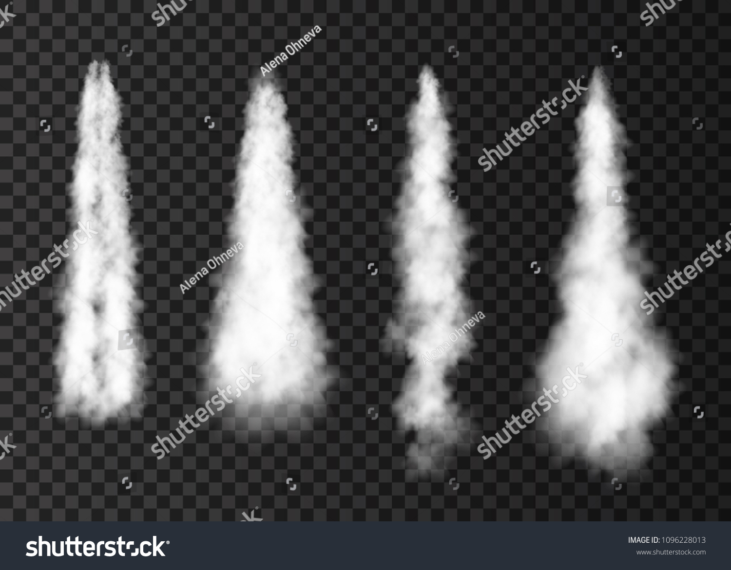 宇宙ロケット打ち上げから煙 霧の多い航空機やジェット機 透明な背景に平面の凝縮トラック リアルなベクター画像効果 のベクター画像素材 ロイヤリティ フリー