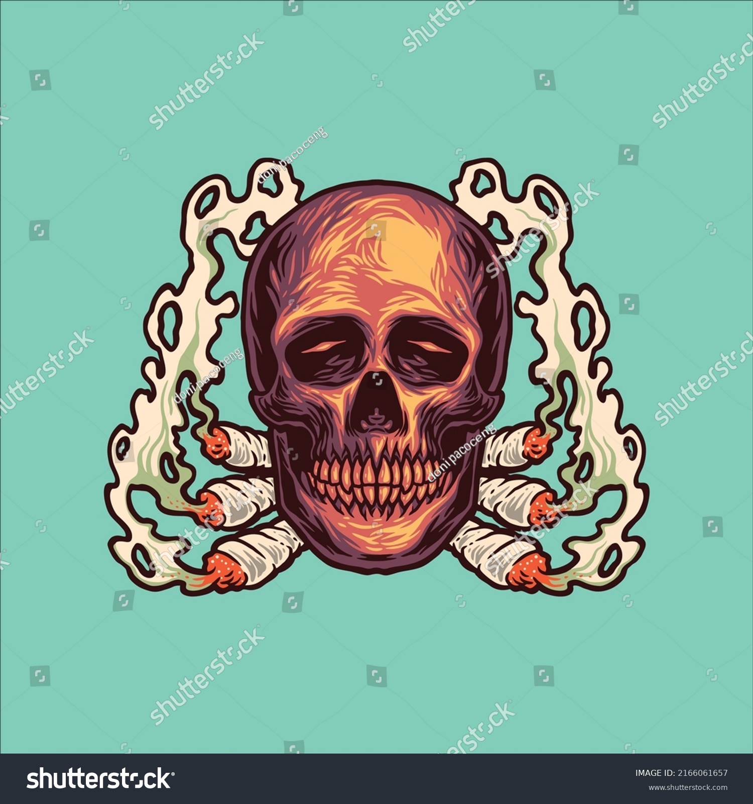 Smoke Weed Skull Vector Design Stock Vector (Royalty Free) 2166061657 ...