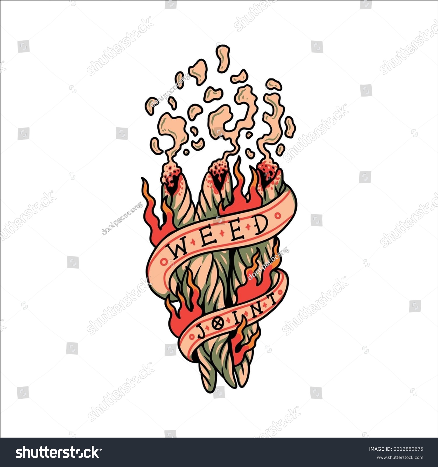 SVG of smoke weed tattoo vector design  svg