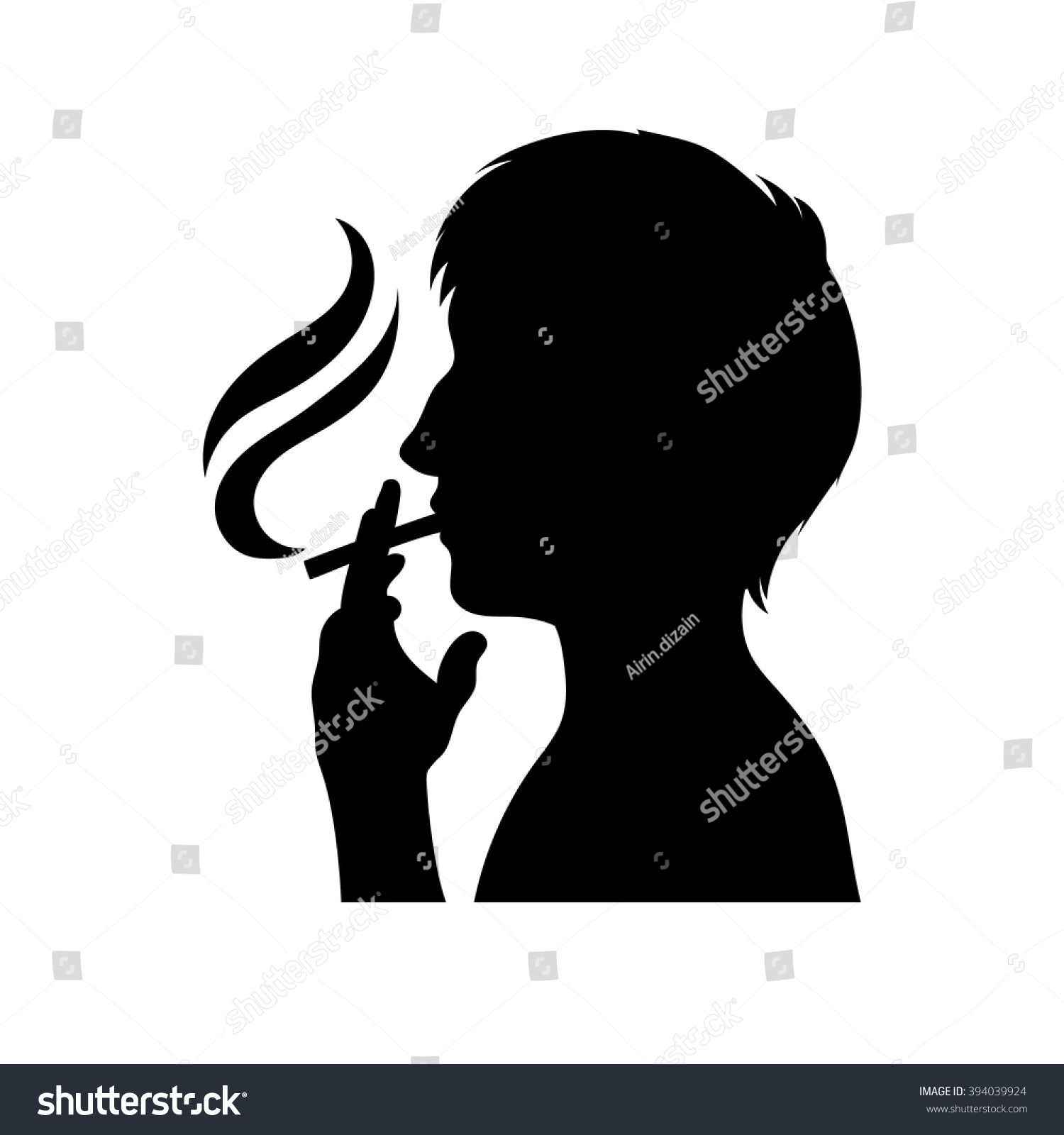 Smoker Silhouette Vector Man Hand Cigarette Stock Vector (Royalty Free ...