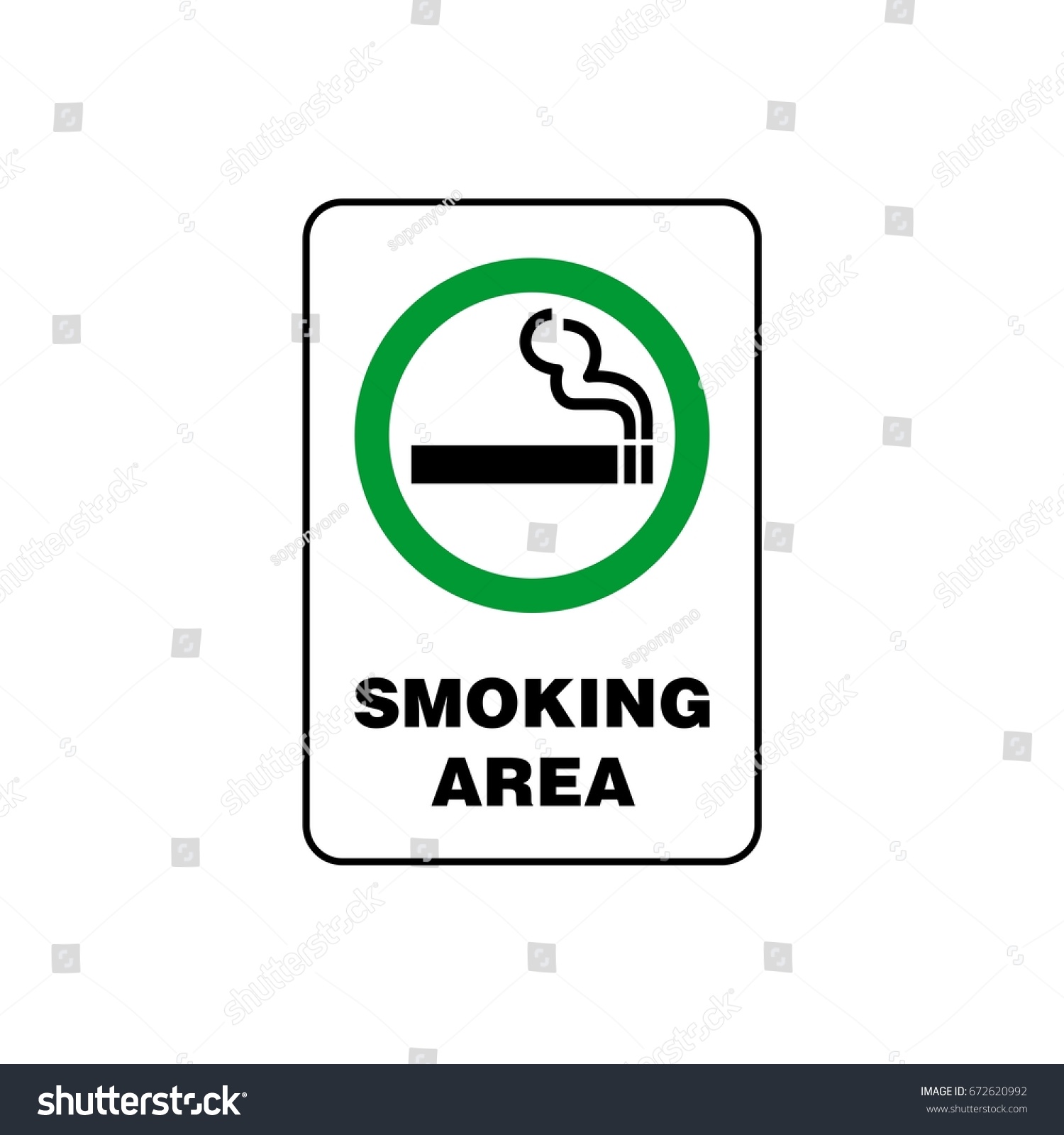 Smoking Area Signage Vector Illustration Design Stock Vector (Royalty