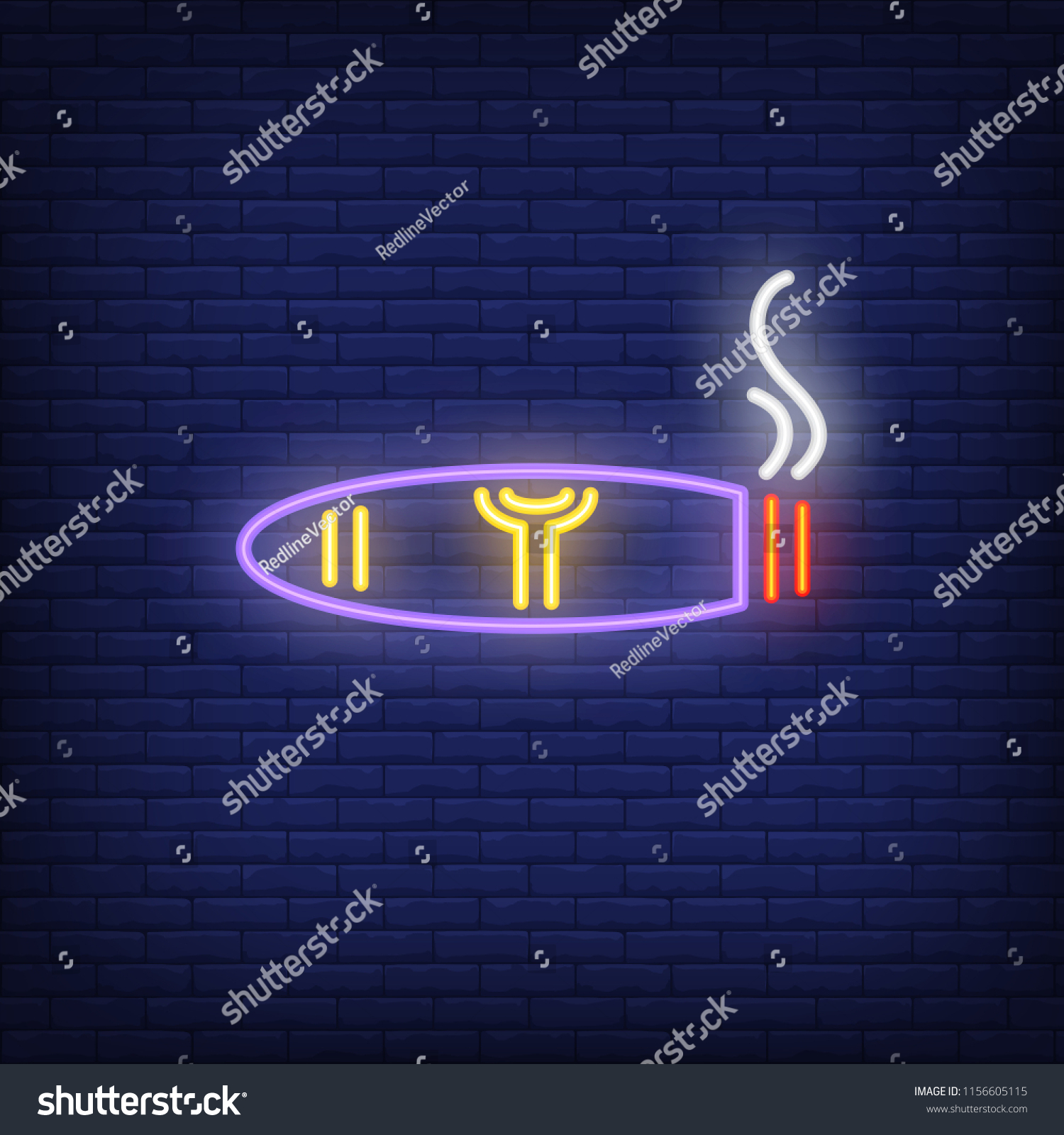 Smoking Cigar Neon Sign Smoking Healthcare Stock Vector (Royalty Free