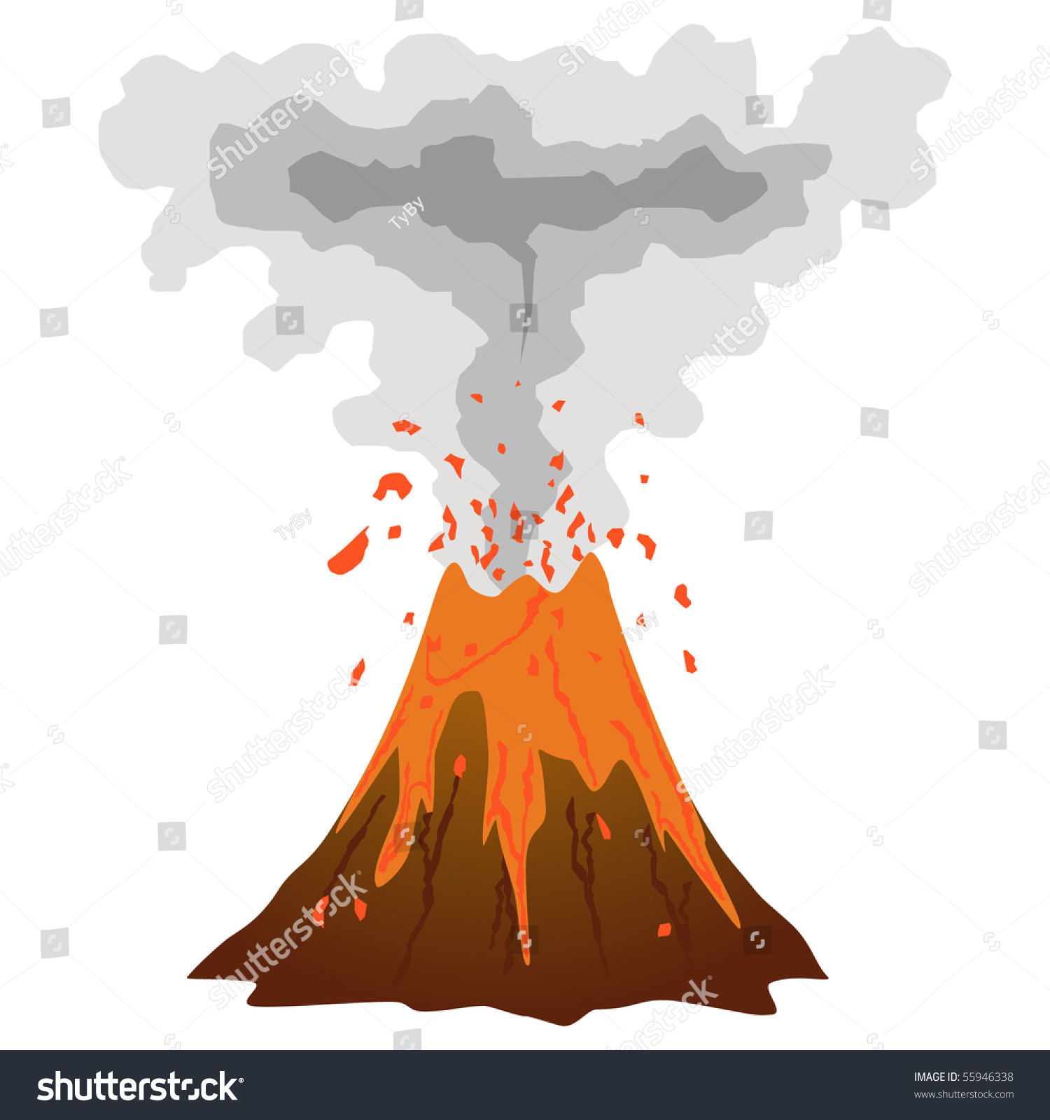 Smoking, Erupting Volcano Icon Isolated On White Vector - 55946338 ...