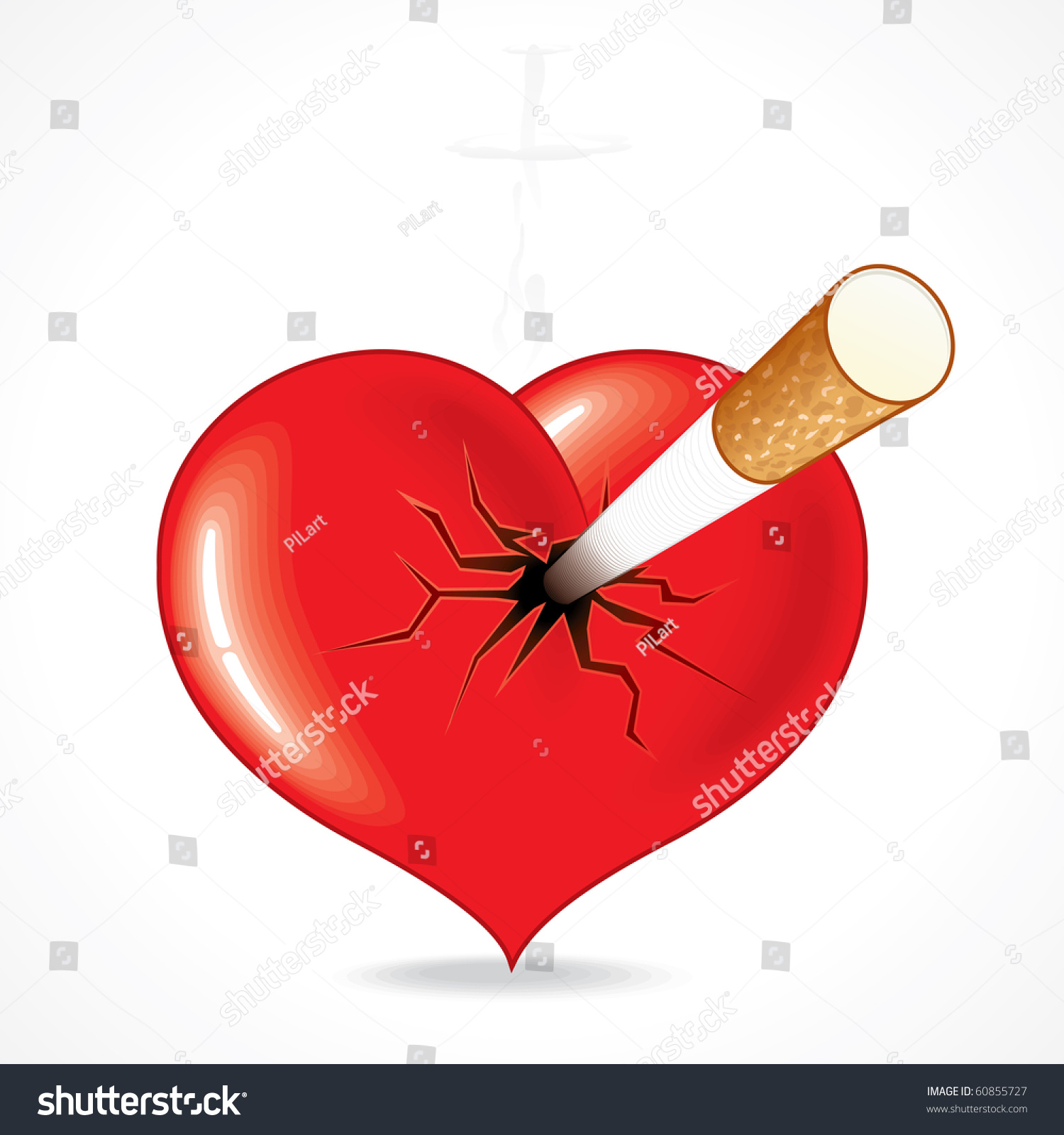 Smoking Kill Vector Illustration Red Heart Stock Vector 60855727 ...