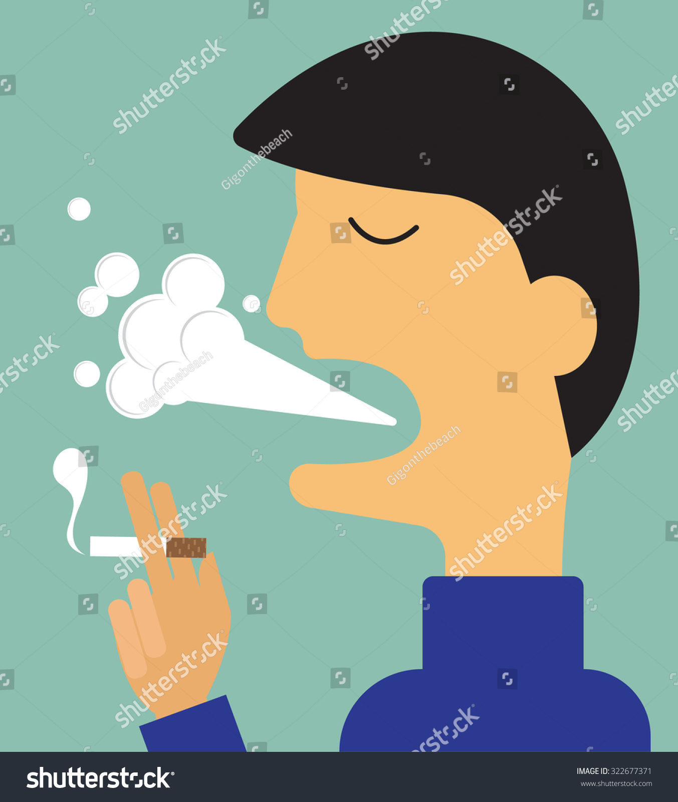 Smoking Man Vector Illustration Stock Vector 322677371 - Shutterstock