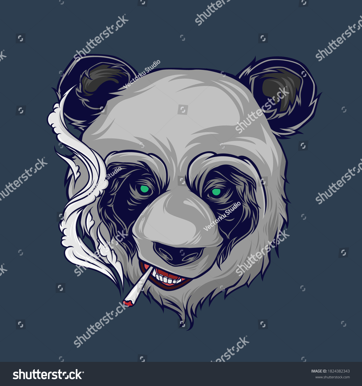 Smoking Panda Illustration Canabis Logo Weed Stock Vector Royalty Free