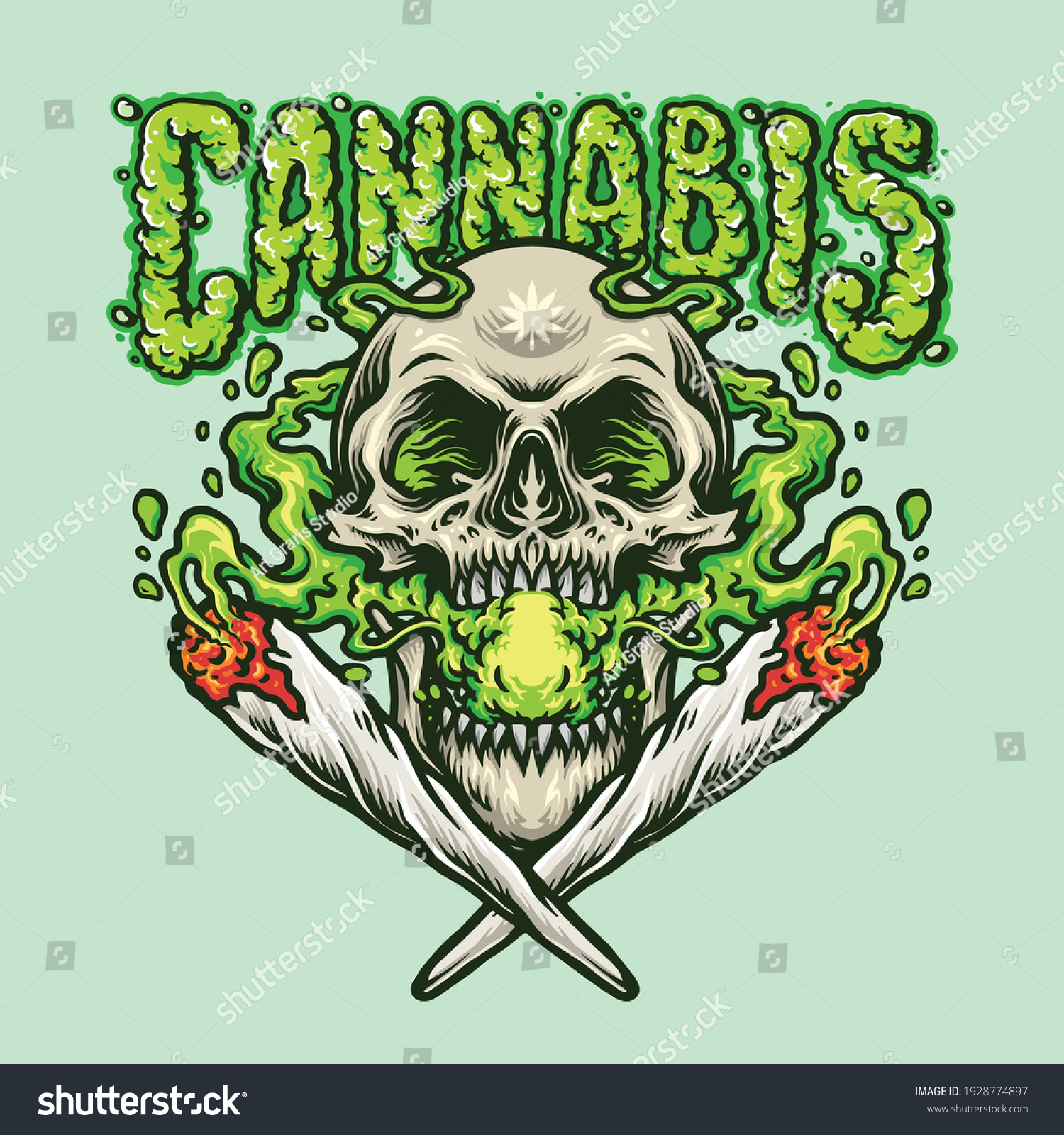 SVG of Smoking Skull Cannabis Joint illustrations for your work Logo, mascot merchandise t-shirt, stickers and Label designs, poster, greeting cards advertising business company or brands.
 svg
