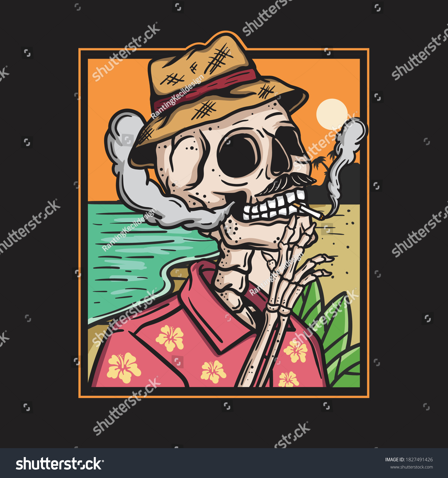 SVG of Smoking Skull Chill Tropical Holiday Summer Spring svg