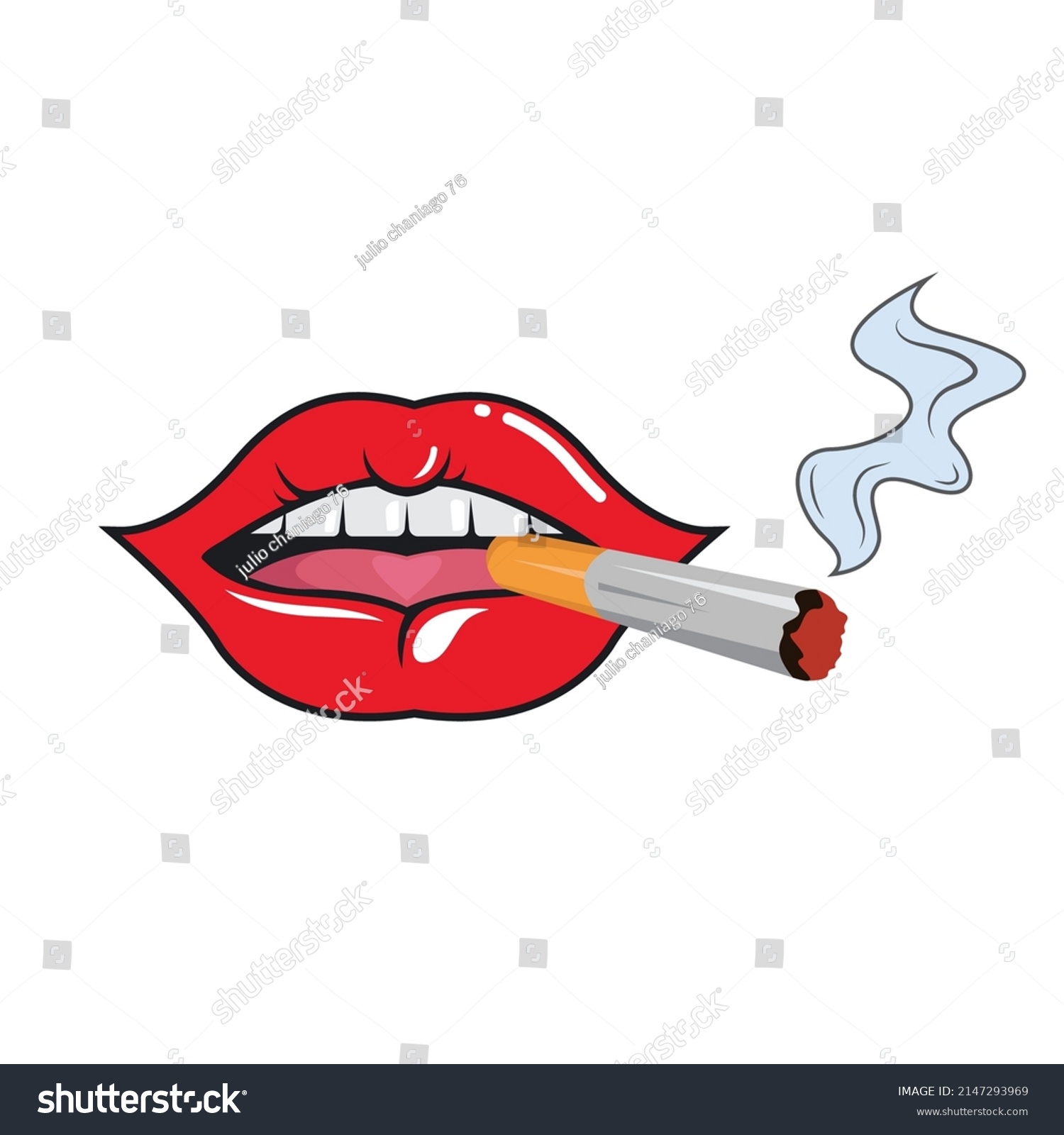 Smoking Woman Lips Close Vector Illustration Stock Vector (Royalty Free ...