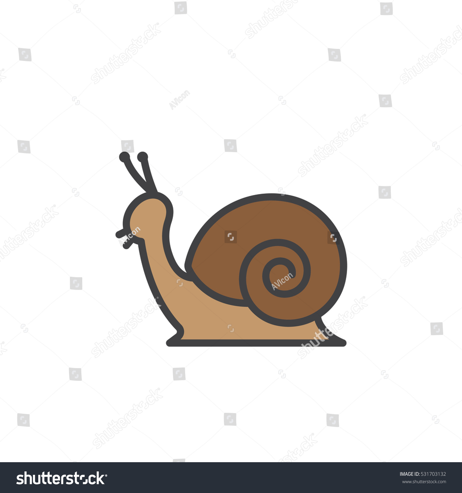 Snail Line Icon Filled Outline Vector Stock Vector (Royalty Free) 531703132