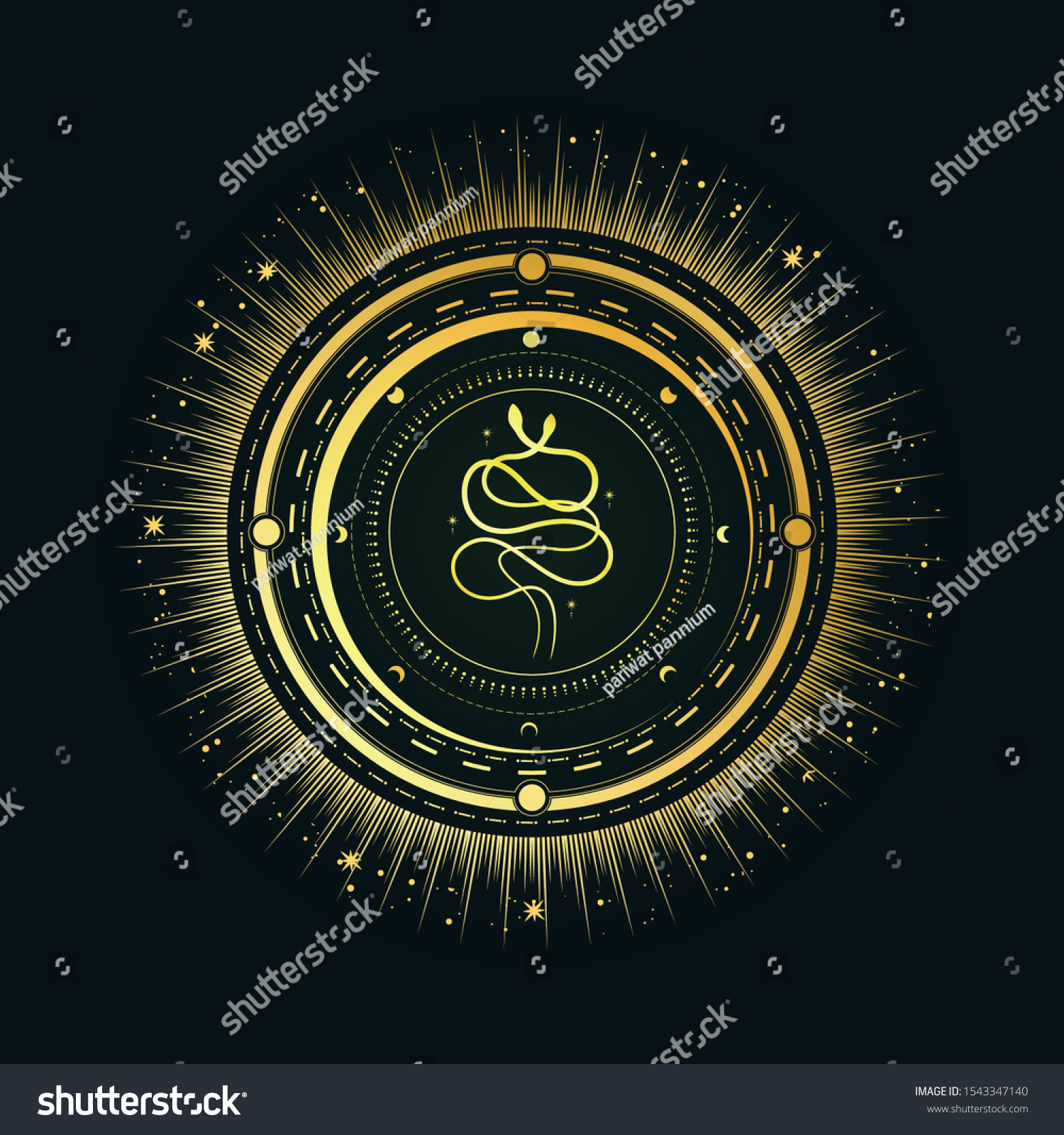 Snake Lunar Eclipse Tattoo Stock Vector (Royalty Free) 1543347140