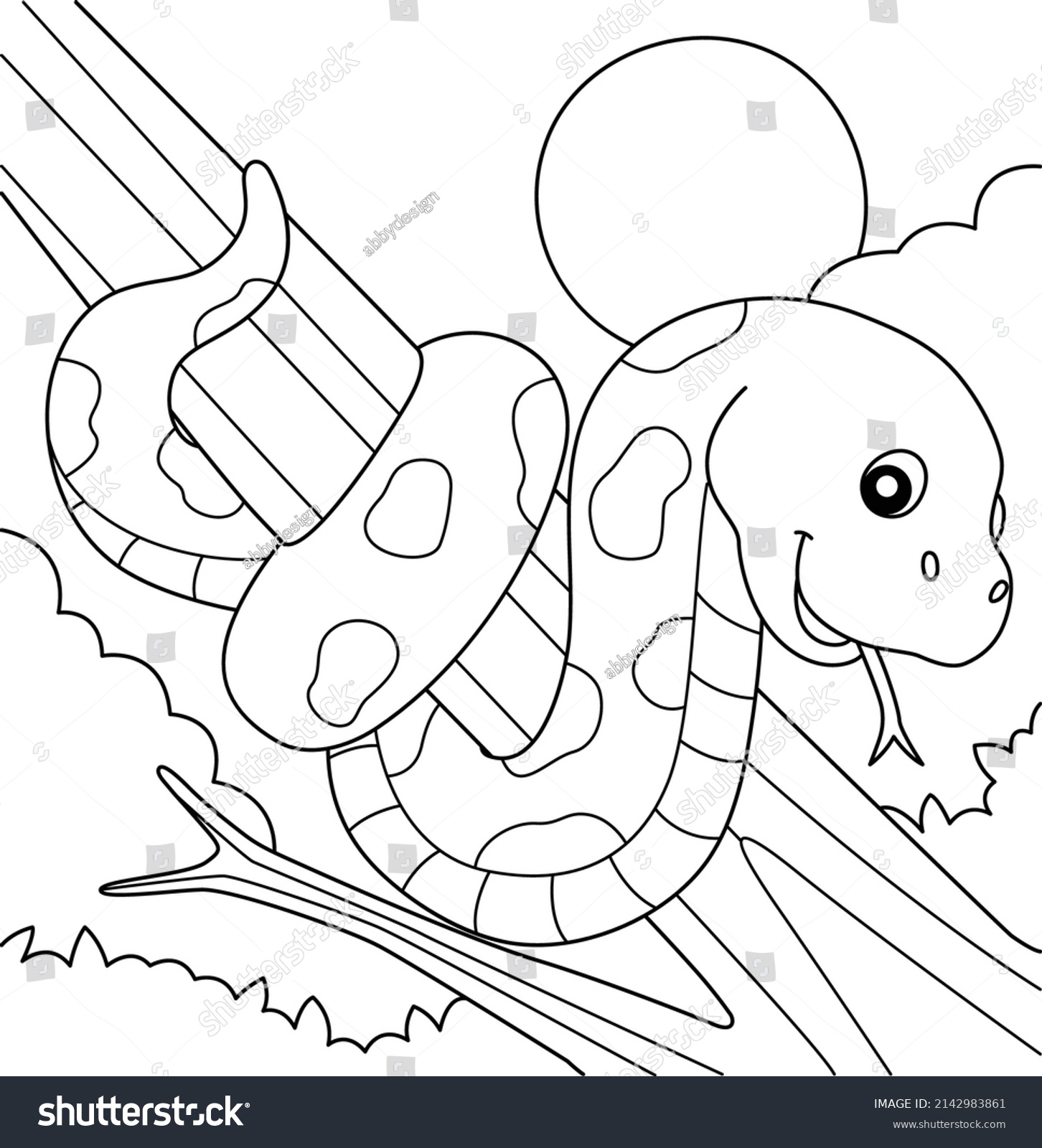 Snake Animal Coloring Page Kids Stock Vector (Royalty Free) 2142983861 ...