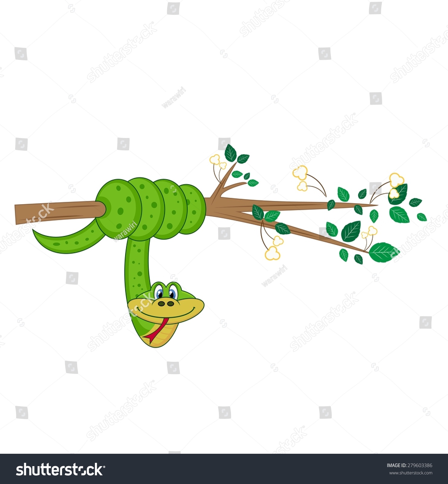 Snake Hanging On Tree Branch Stock Vector 279603386 - Shutterstock