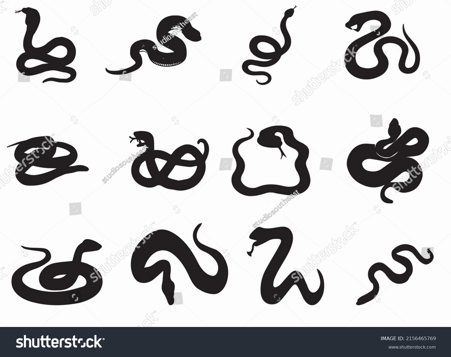 Snake Illustrationblack Silhouette Snaksnake Vector Logo Stock Vector ...