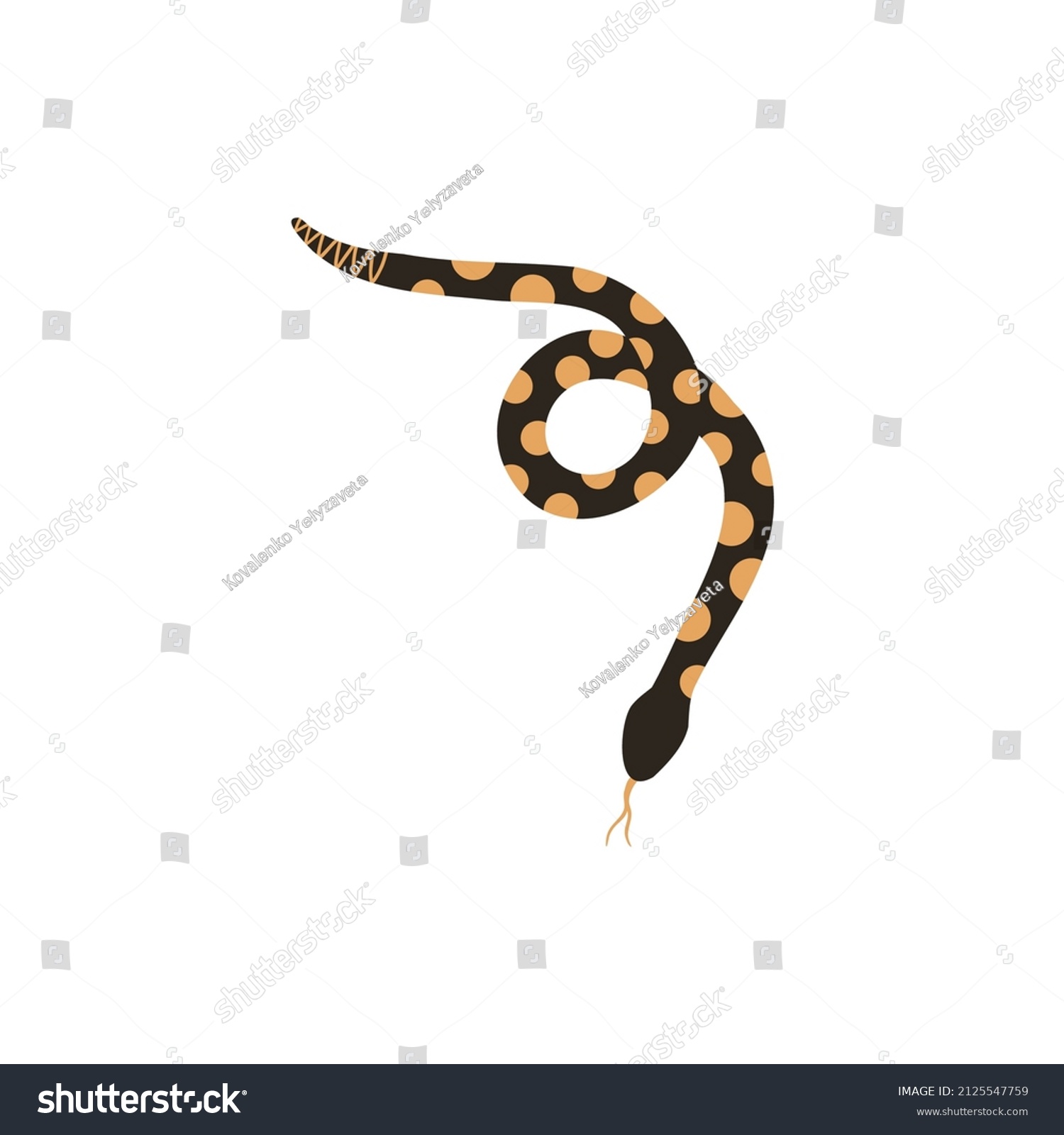 Snake Flat Hand Drawn Style Wild Stock Vector (Royalty Free) 2125547759 ...