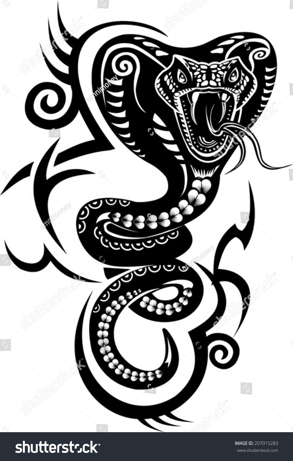 Snake Tattoo Cobra Stock Vector (Royalty Free) 207015283