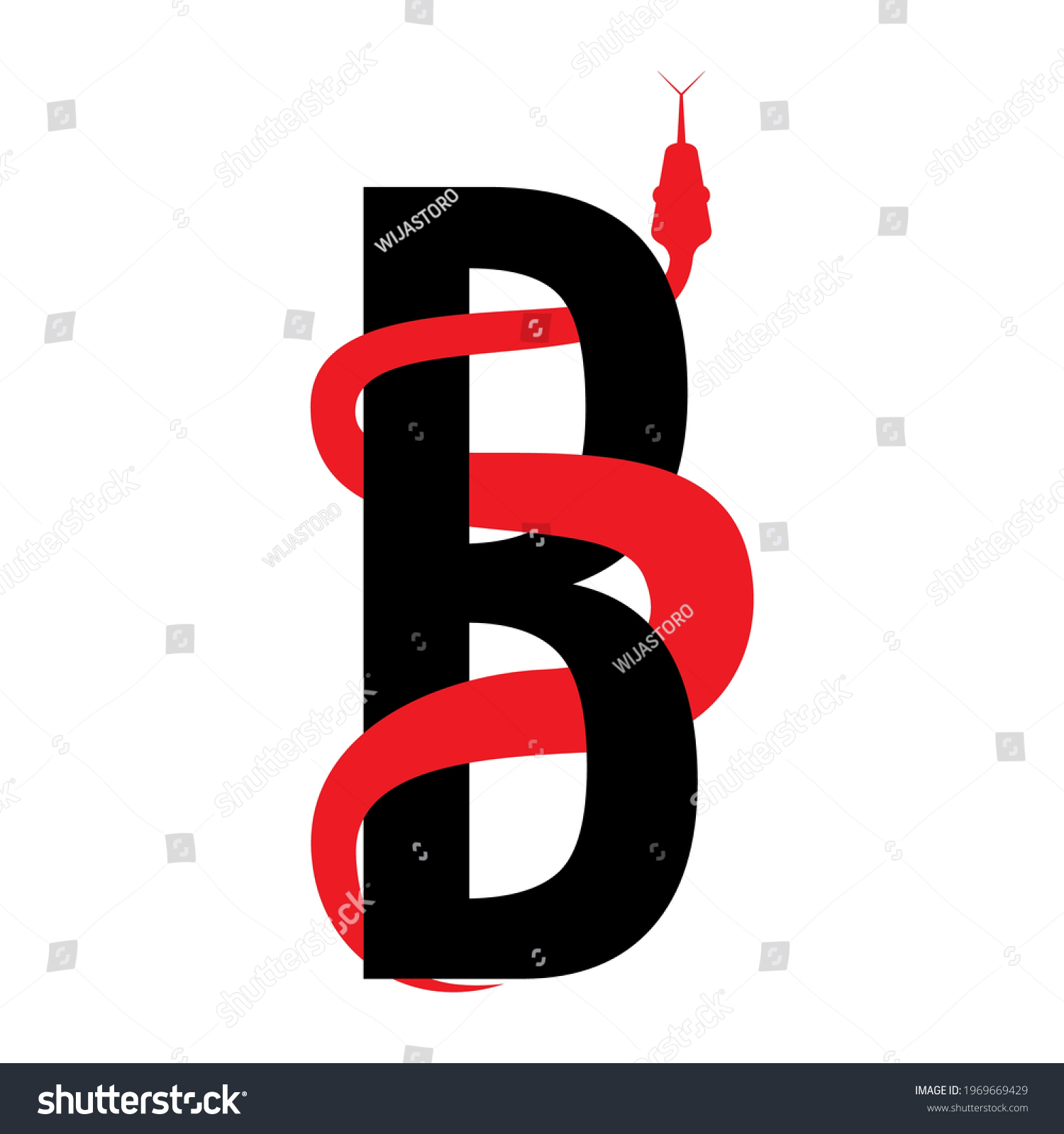 Snake Wrapped Around Letter B Shape Stock Vector (Royalty Free ...