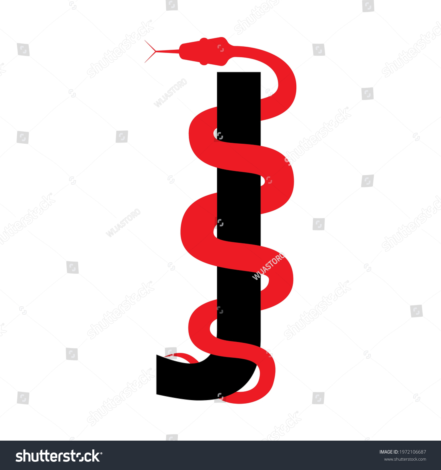 Snake Wrapped Around Letter J Initial Stock Vector Royalty Free