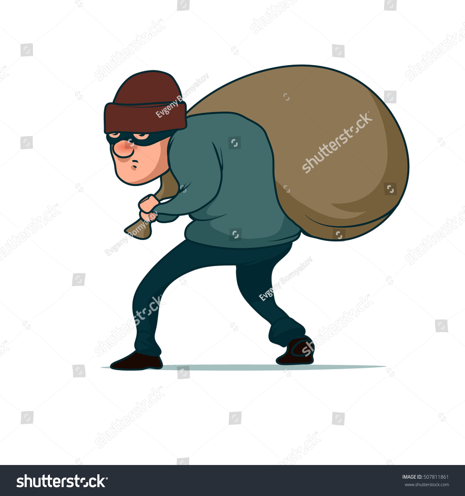 Sneaking Thief Action Cartoon Character Flat Stock Vector (Royalty Free ...