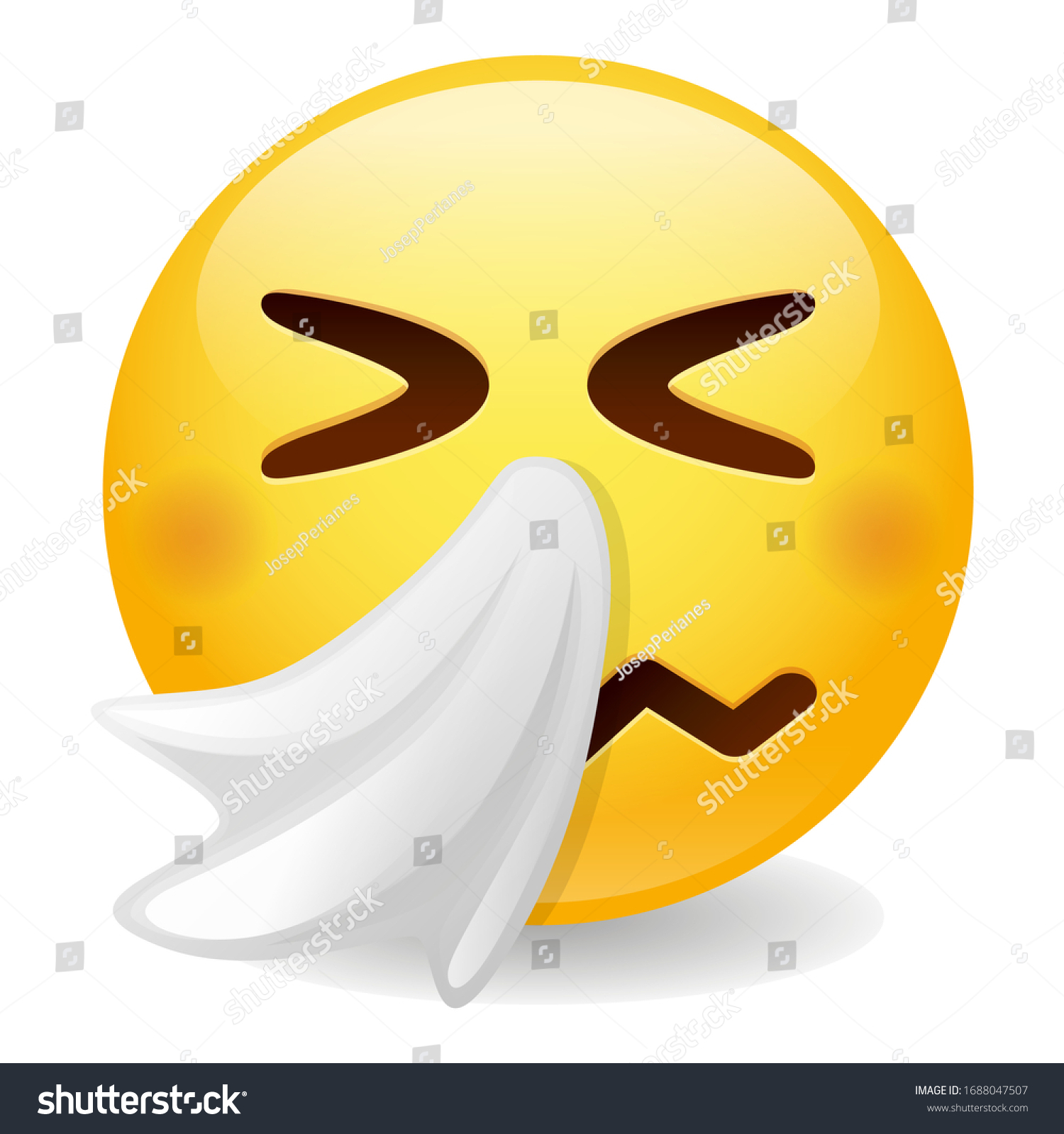 Sneezing Face Emoji Tissue Face Emoticon Stock Vector (Royalty Free ...