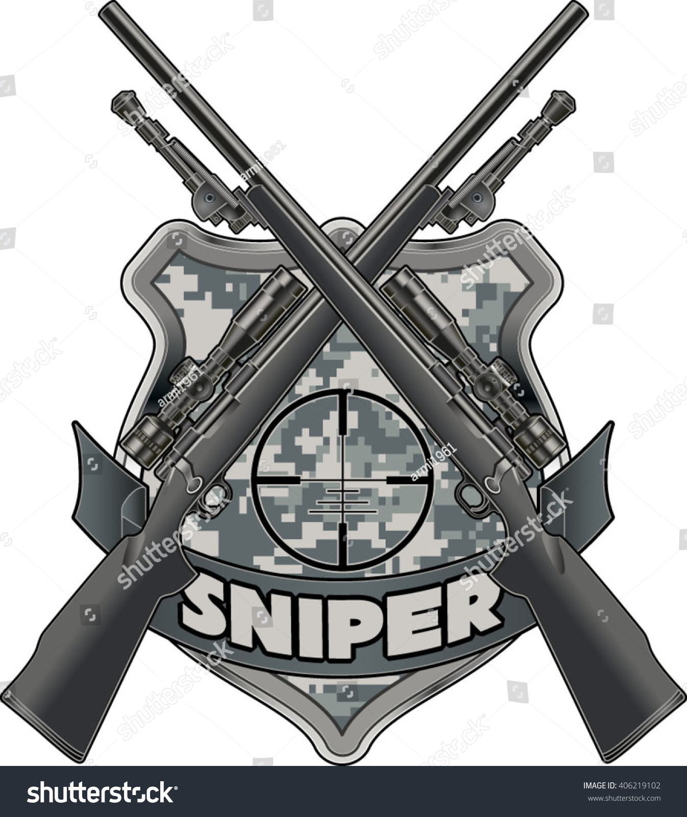 Sniper Badge Crossing Rifles: เวกเตอร์สต็อก (ปลอดค่าลิขสิทธิ์ ...