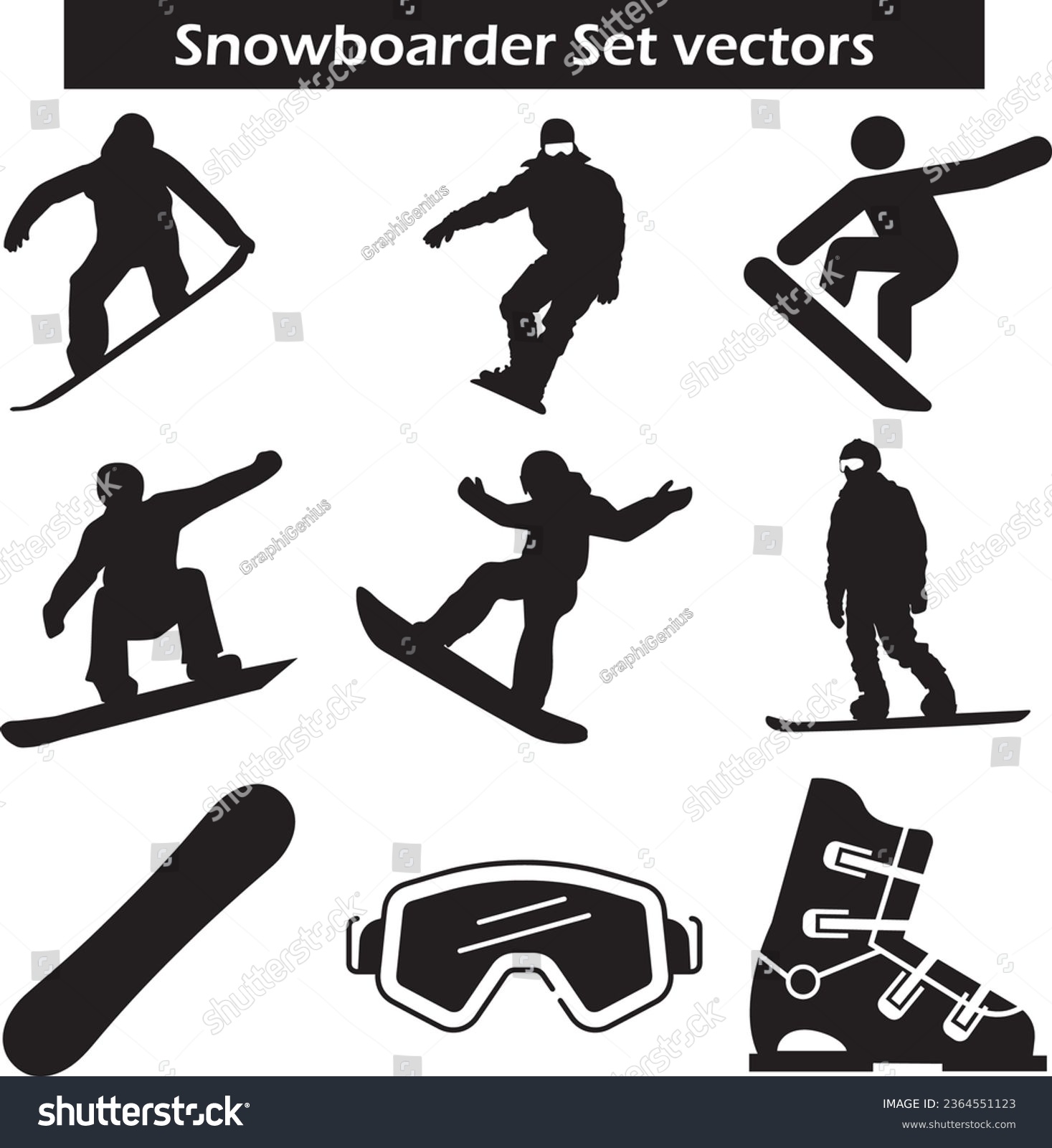 SVG of Snowboarder Set vectors, Snowboarder Silhouettes svg