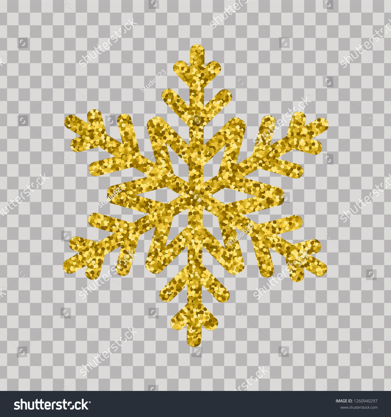 Snowflake Gold Glitter Transparent Background Design Stock Vector ...