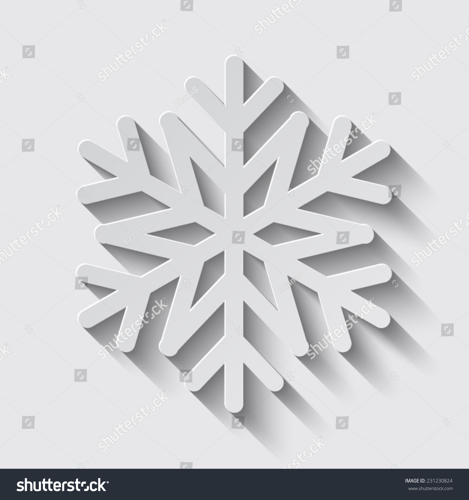 Snowflake Vector Icon Shadow On Grey Stock Vector 231230824 - Shutterstock