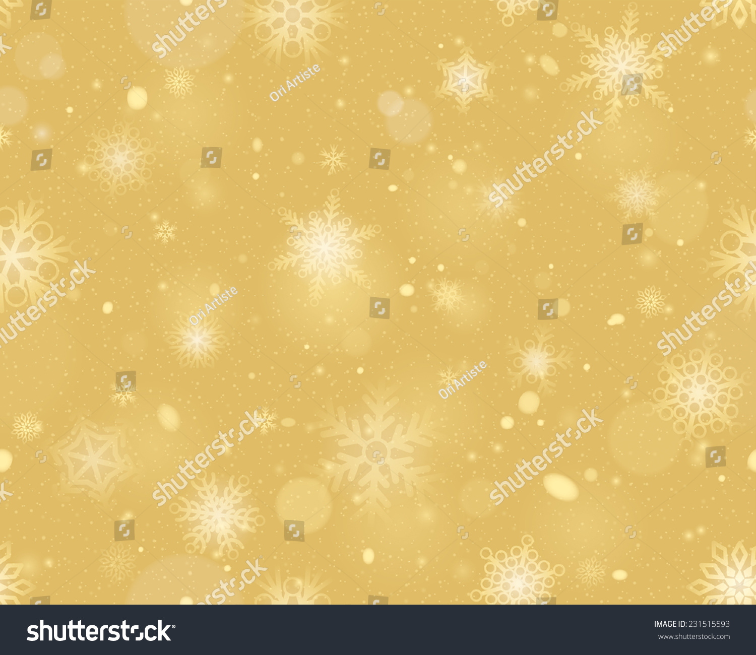Snowflakes Seamless Background - Gold Stock Vector Illustration