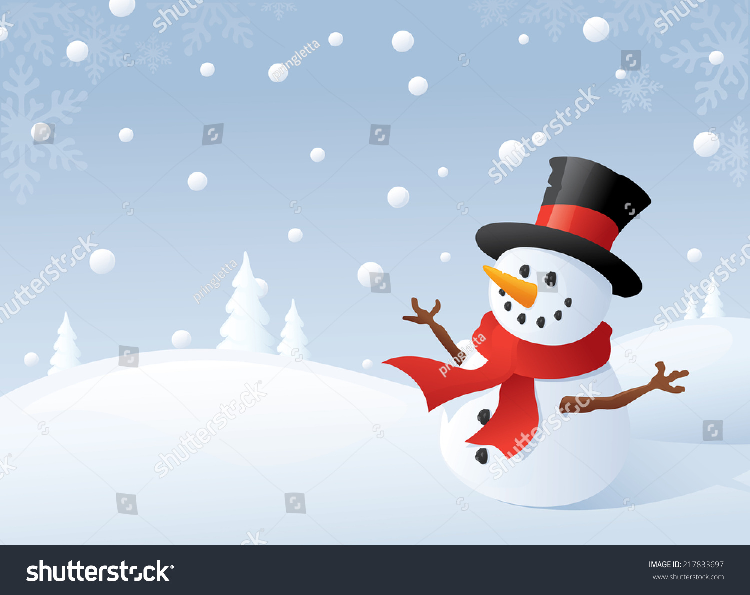 Snowman Snowy Backdrop Stock Vector (Royalty Free) 217833697