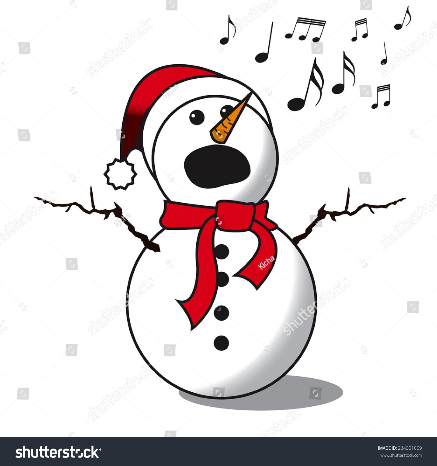 Snowman Singing 2 Stock Vector Illustration 234301009 : Shutterstock