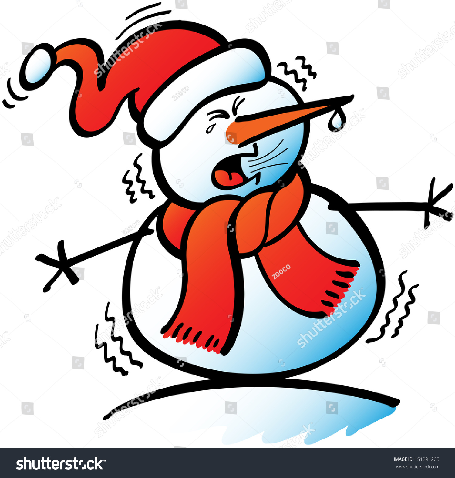 Snowman Suffering Strong Flu Because Intense Stock Vector 151291205 ...