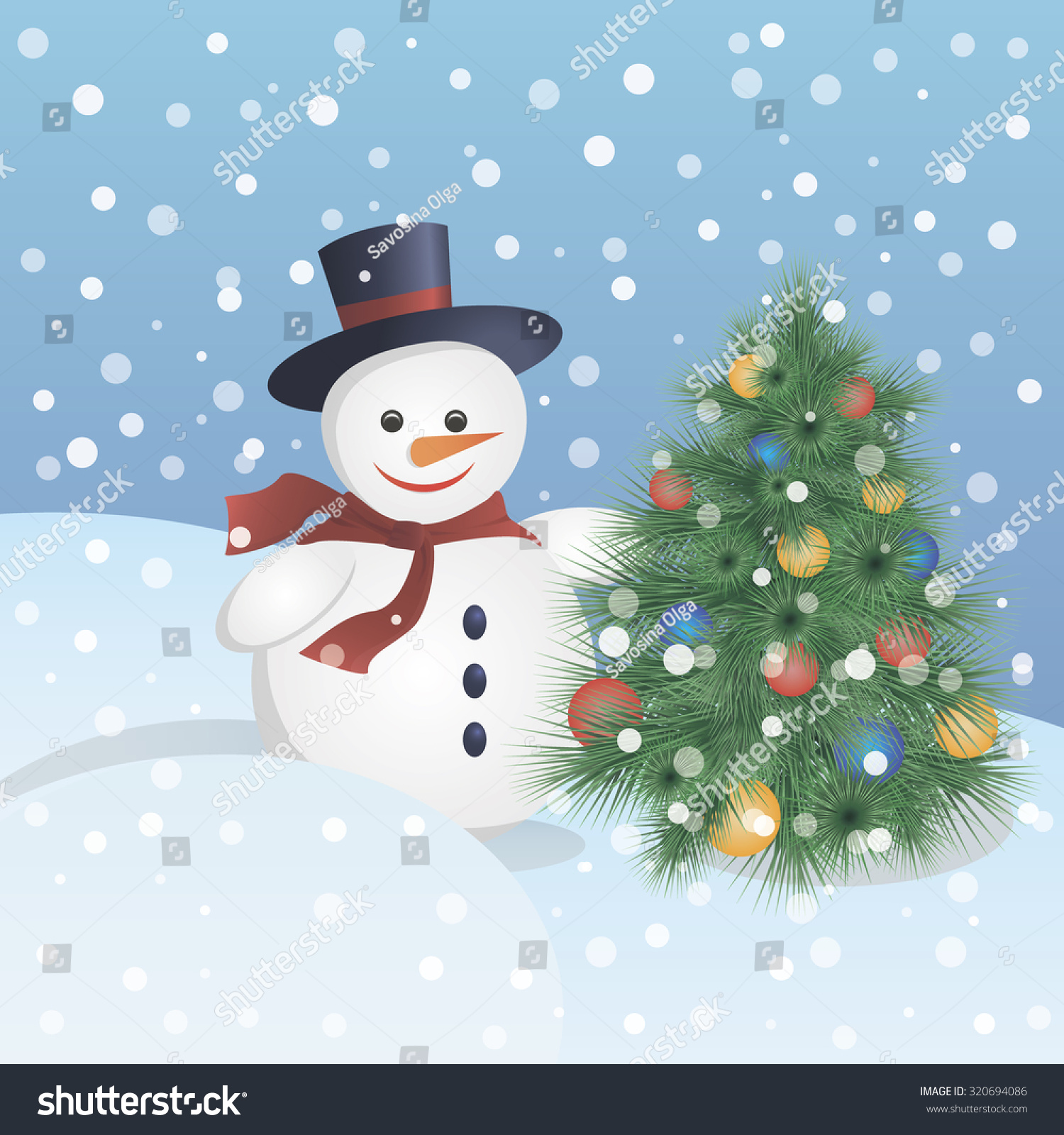 Snowman Christmas Tree Stock Vector 320694086 - Shutterstock